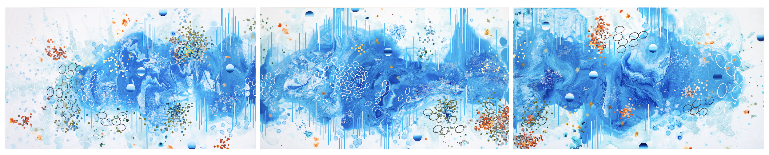Harmonic Drift, 4'x22', Mixed Media on Panel, 2026