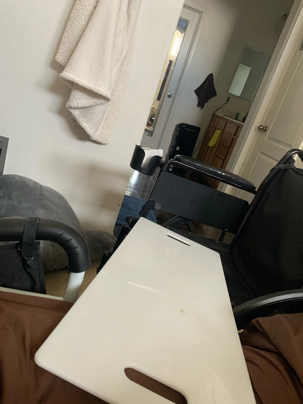 The board I use to get to bed  from the wheelchair 