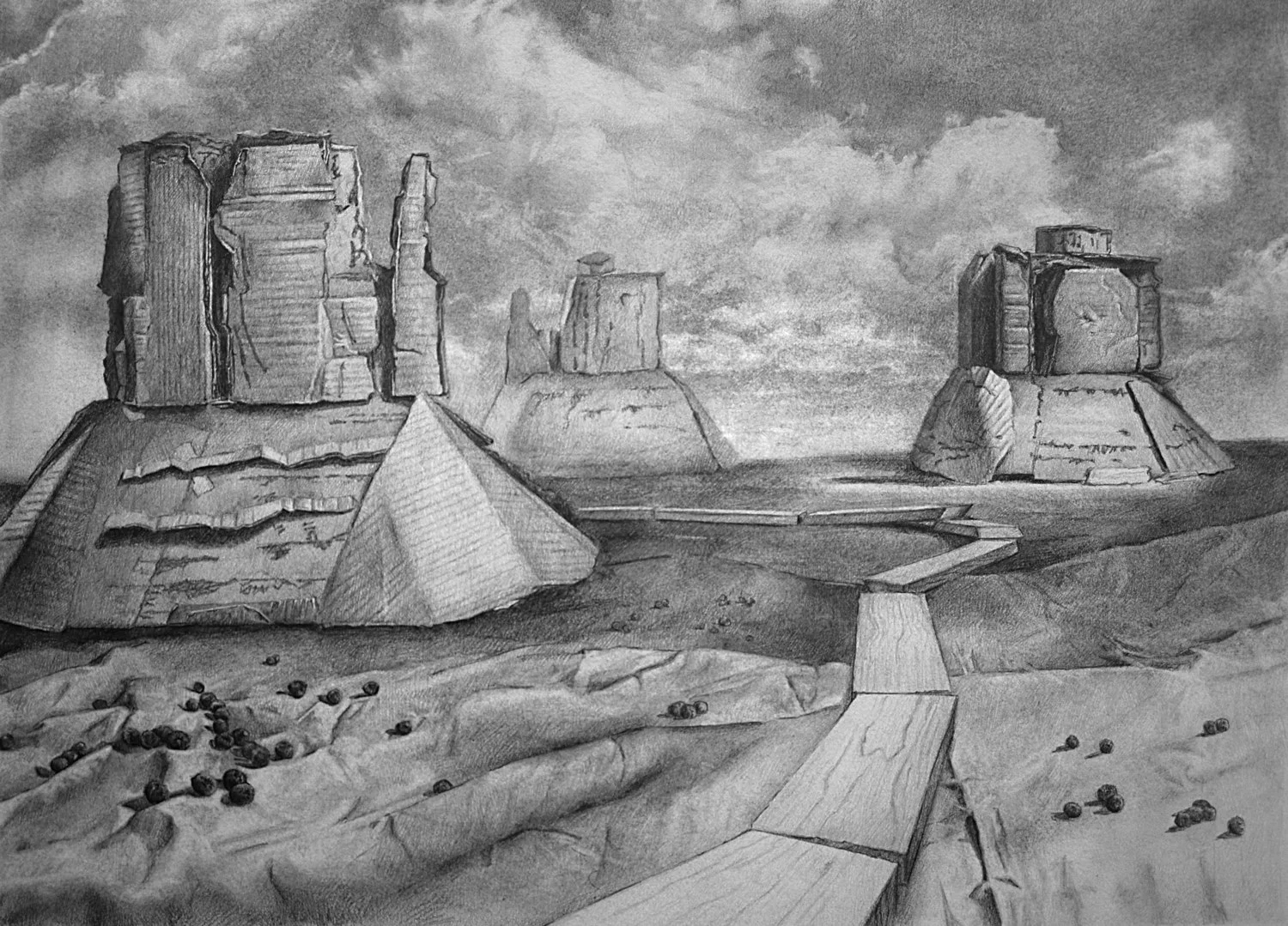 Monument Valley Graphite on Paper 12” x 16” 2012