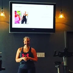 Steph presenting at her SOLD OUT EVENT at PUSH spin studios