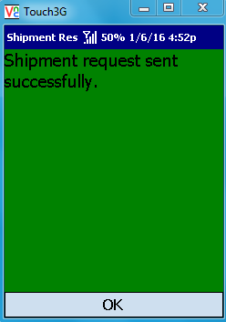 VE Mobile for Infor VISUAL ERP - Shipping - Confirmation Screen