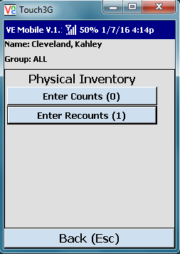 VE Mobile, mobile barcode scanning for Infor VISUAL ERP - Physical Inventory - Entering Recounts