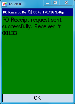 VE Mobile, mobile barcode scanning for Infor VISUAL ERP - Part Traceability - Confirmation Screen