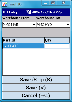 VE Mobile - Interbranch Transfers for Infor VISUAL ERP with barcodes and mobile hardware - Scan the parts to be transferred