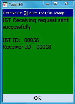 VE Mobile - Interbranch Transfers for Infor VISUAL ERP with barcodes and mobile hardware - Green C onfirmation Screen