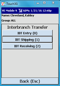 VE Mobile - Interbranch Transfers for Infor VISUAL ERP with barcodes and mobile hardware - Shipping the IBT