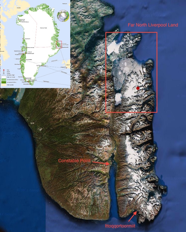 Click map to enlarge. Red dot indicates our base camp area.