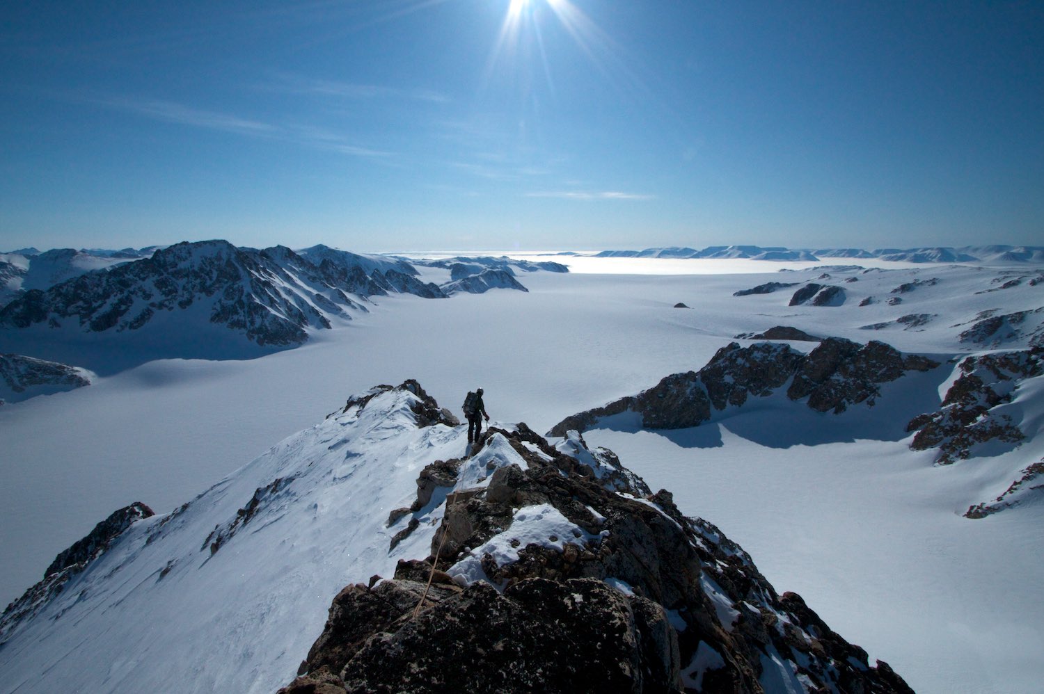  Climbing the summit ridge of Longridge Peak 