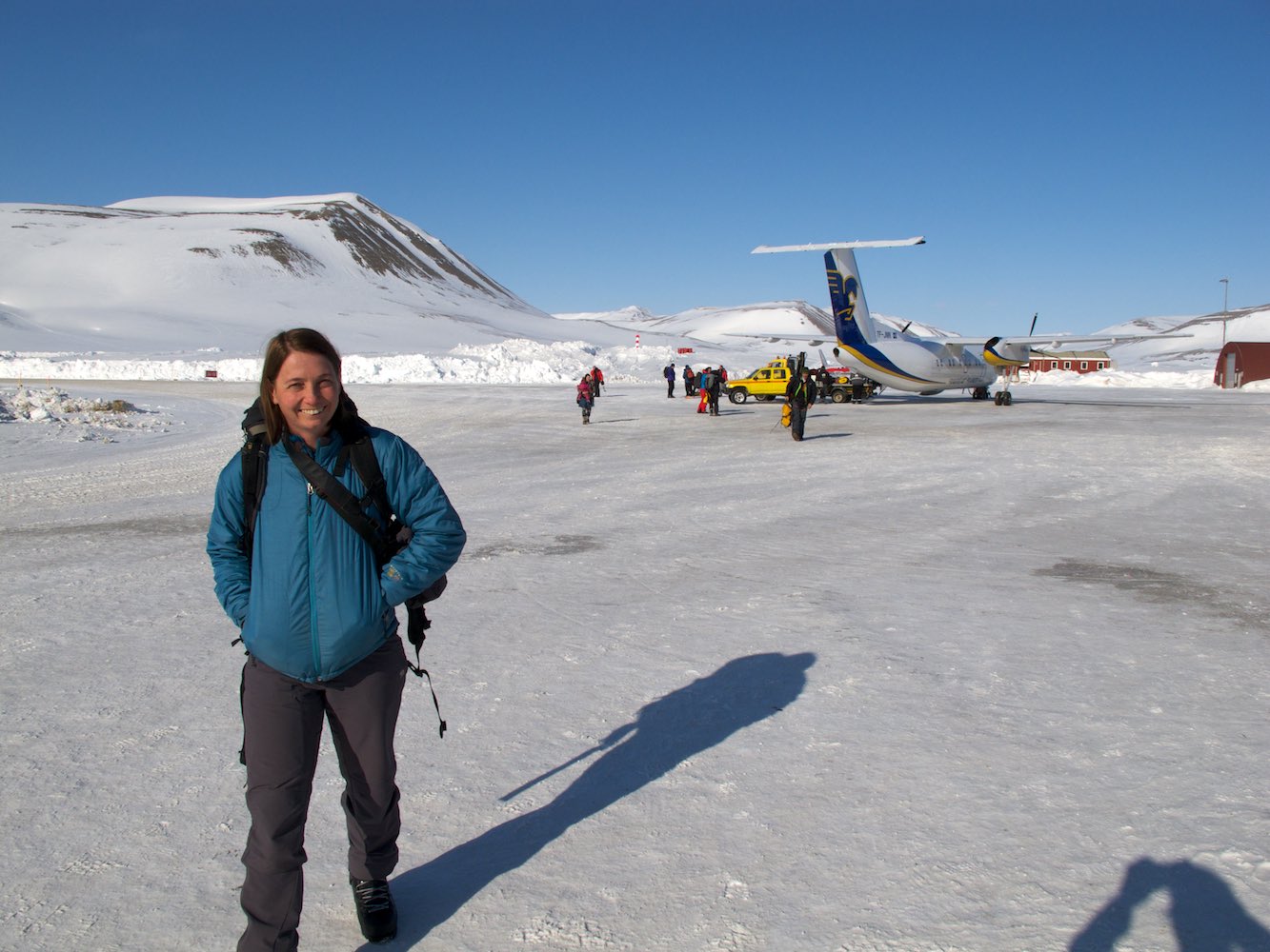 Just landed on the frozen runway, and a chilly minus 18