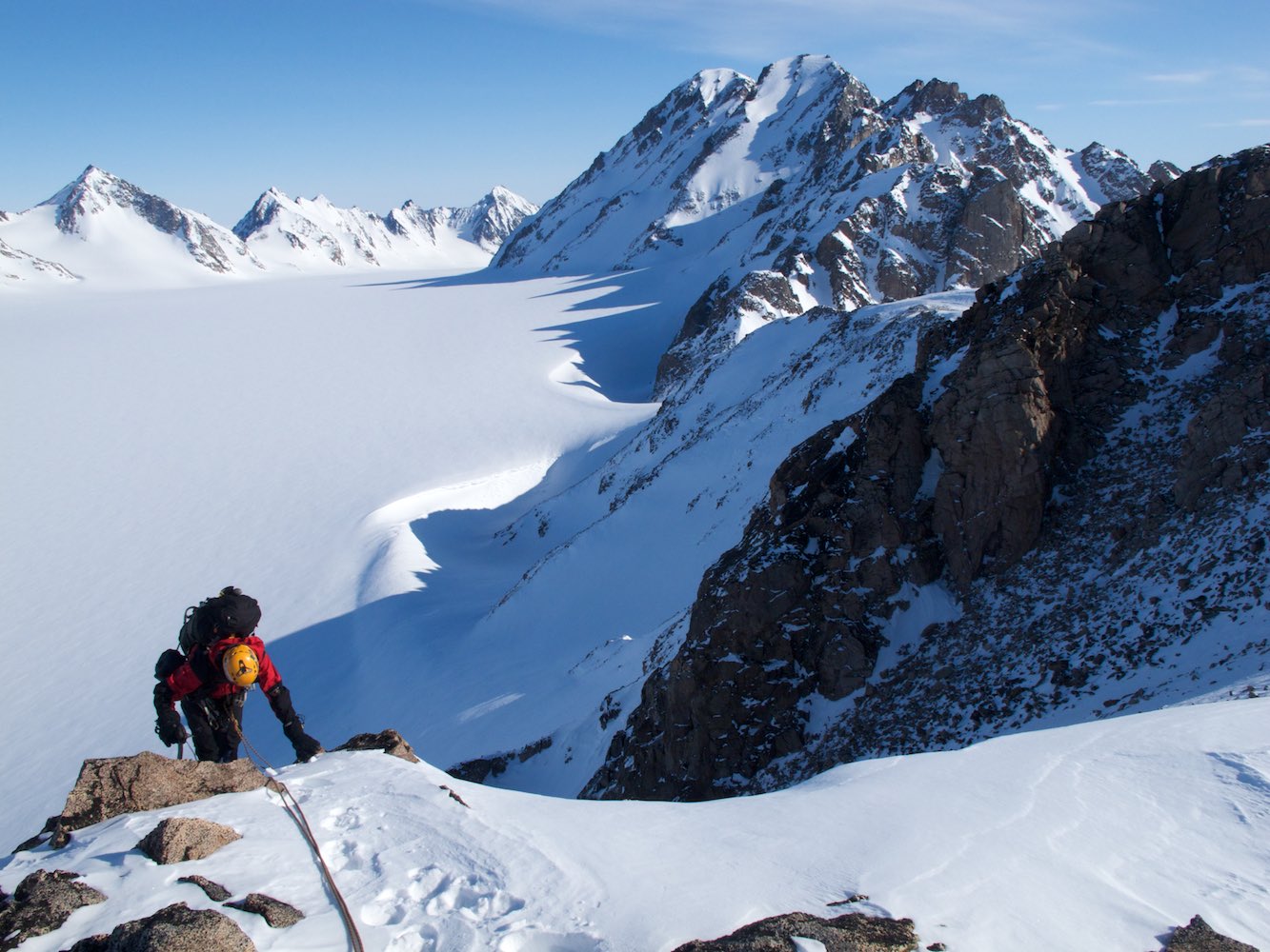 Emerging into the sun on top of Castle Peak