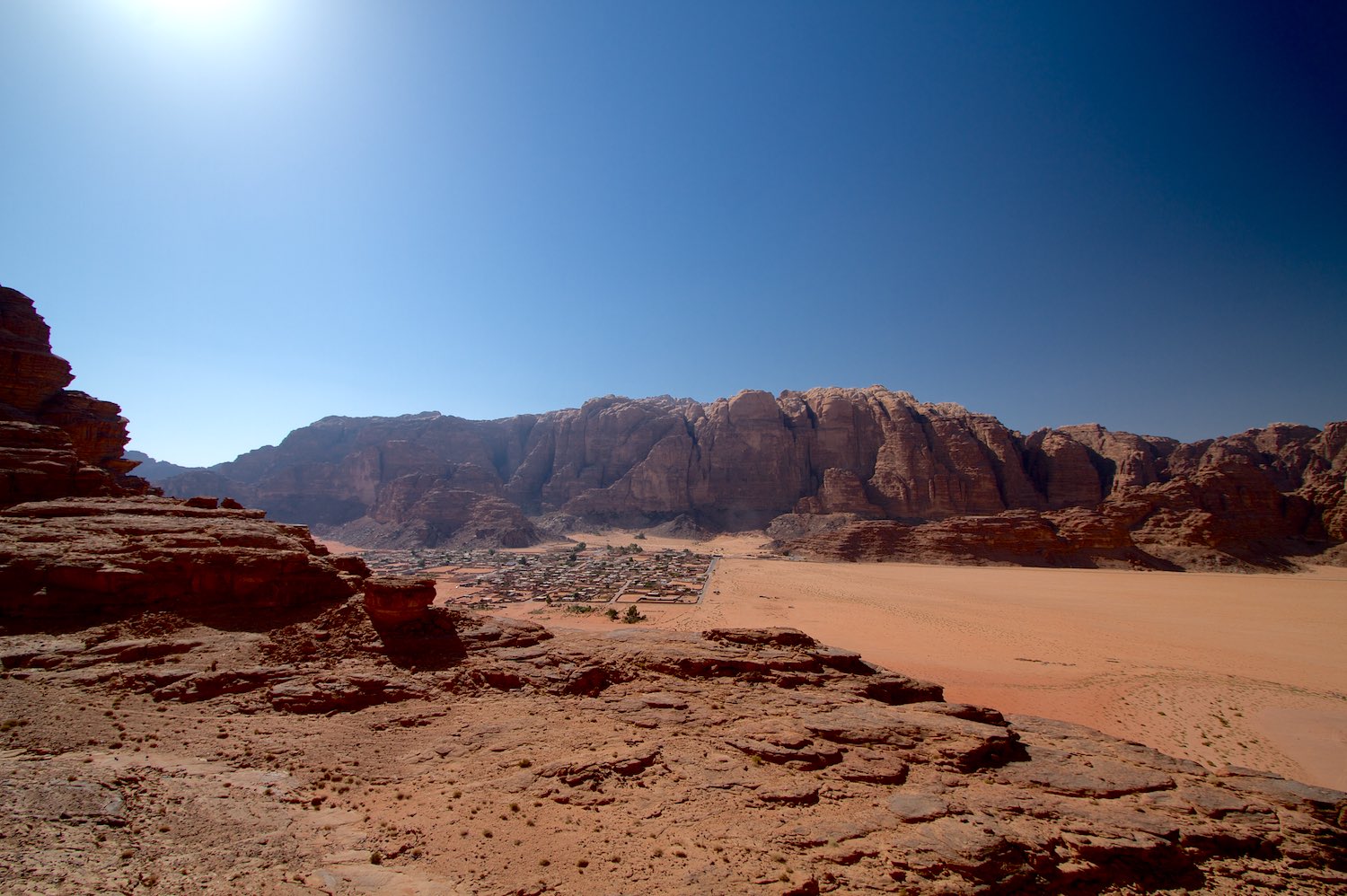  Wadi Rum village with Jebel Rum behind 