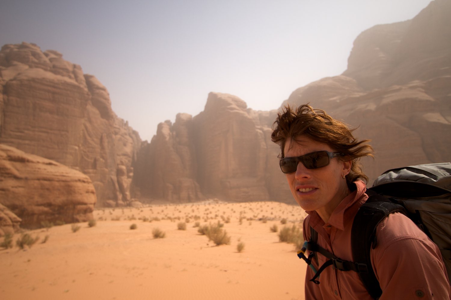  Getting windblown in a sand storm 