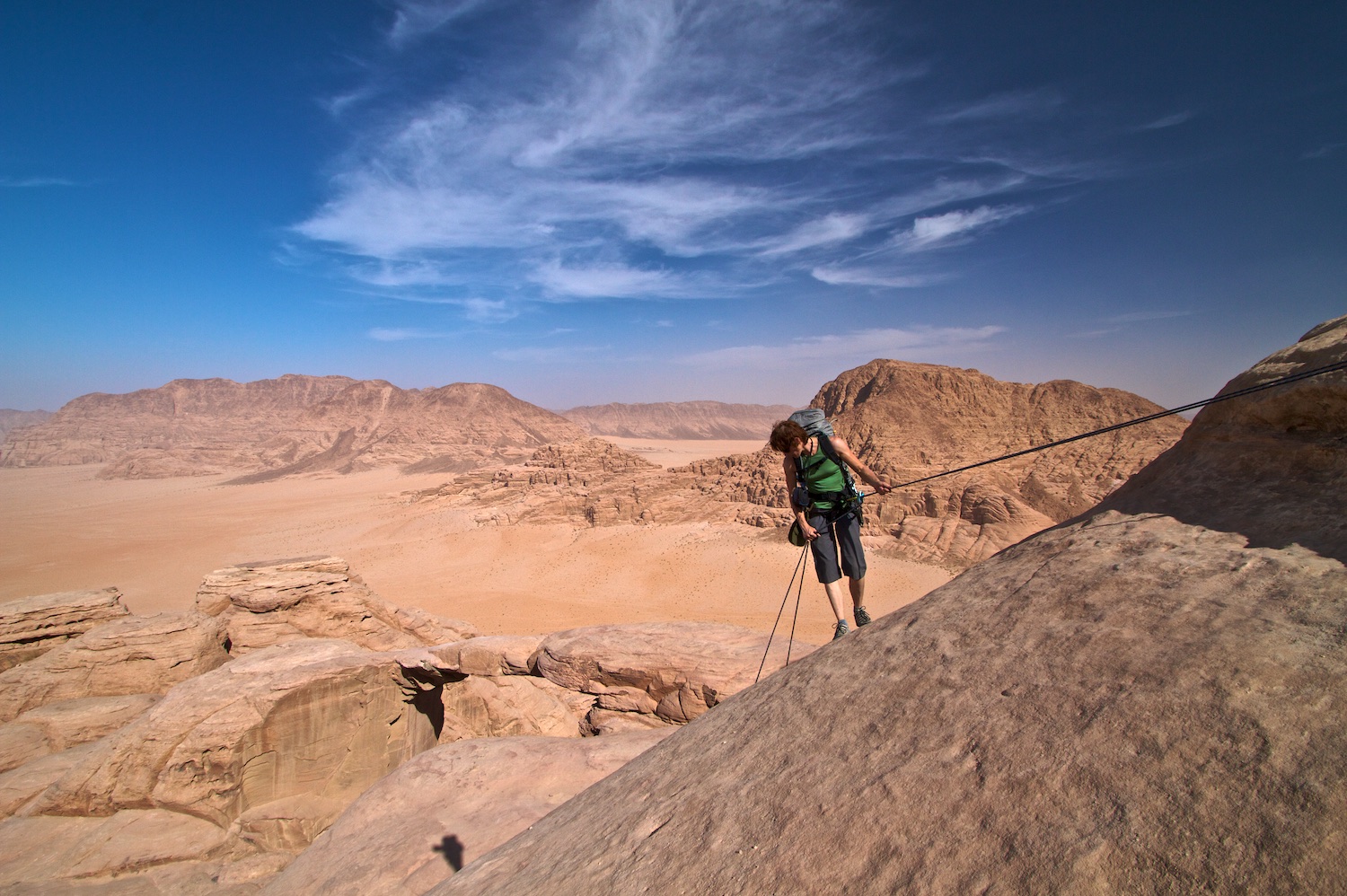  Abseiling after climbing near Burdah Arch 