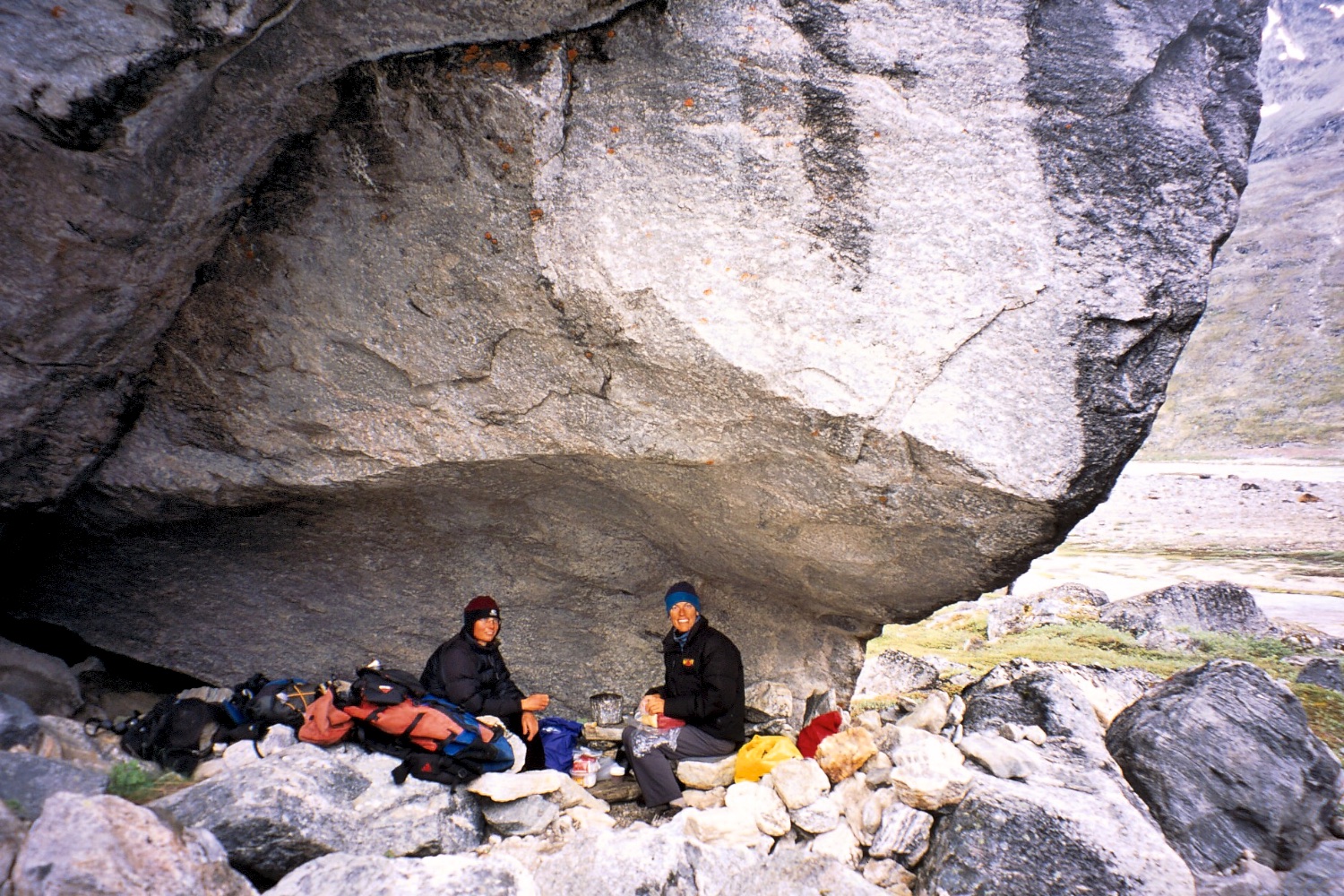  A convenient rock overhang meant we didn't have to sit in the tent for two weeks of almost constant rain 