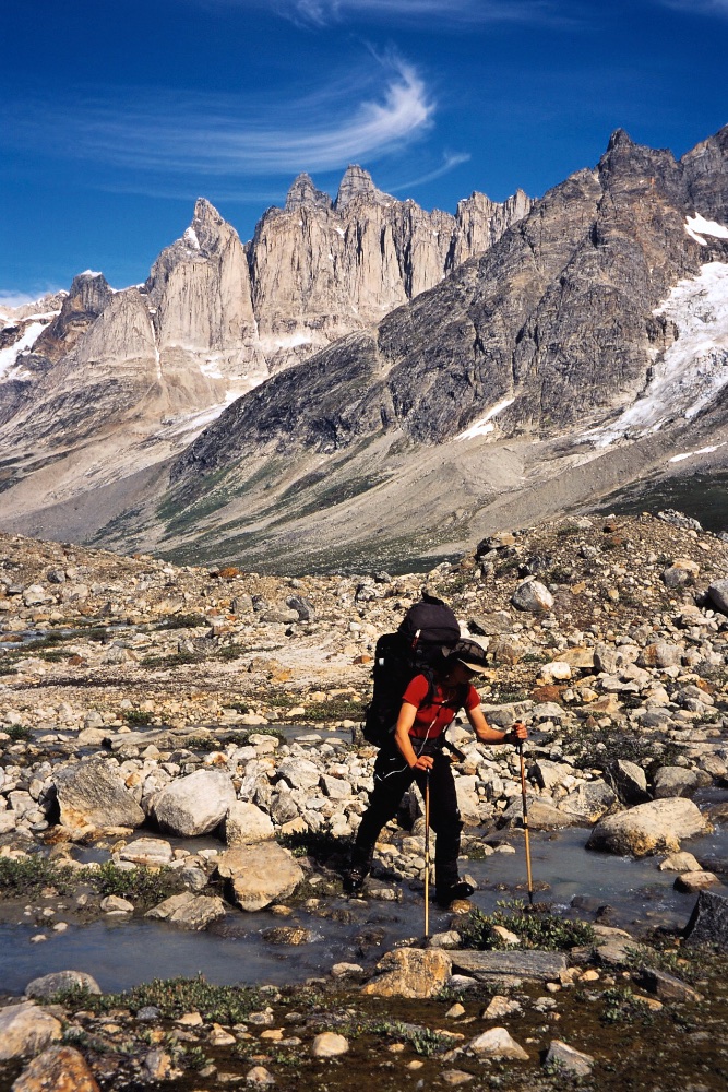Hiking out from the Fox Jaw Cirque just as the weather improves!
