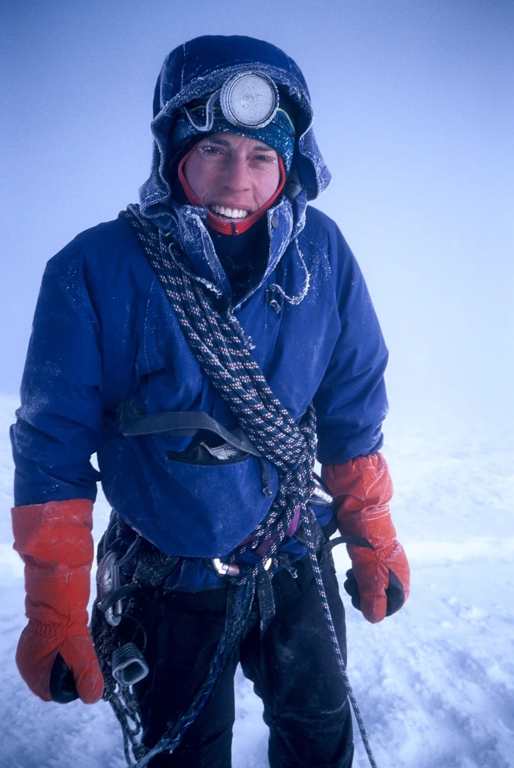 Gemma frosted up after descending from the summit of Illimani in strong winds