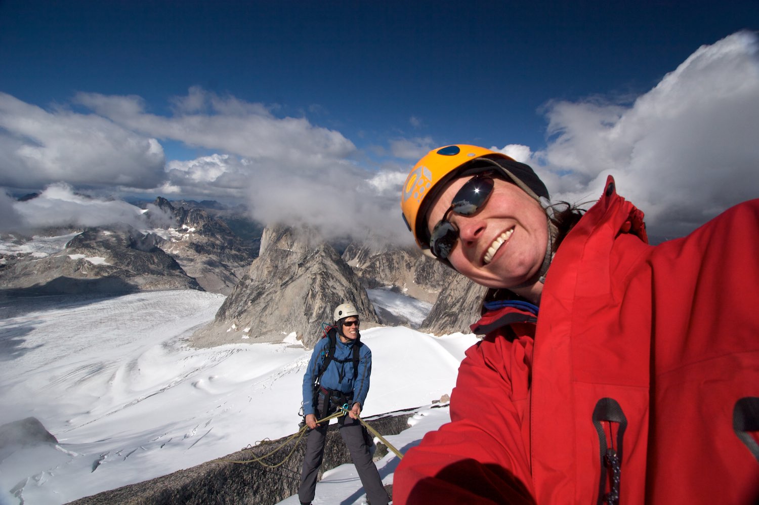  Abseiling down after climbing Pigeon Spire 