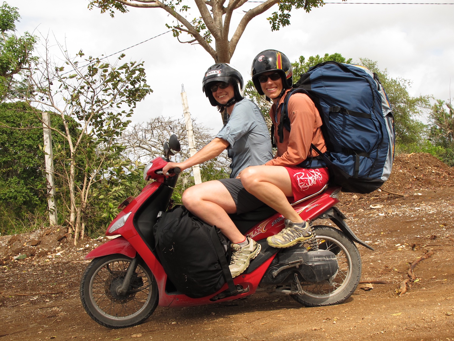  Considering whole families ride one scooter, we figured two paragliders and us was fine 