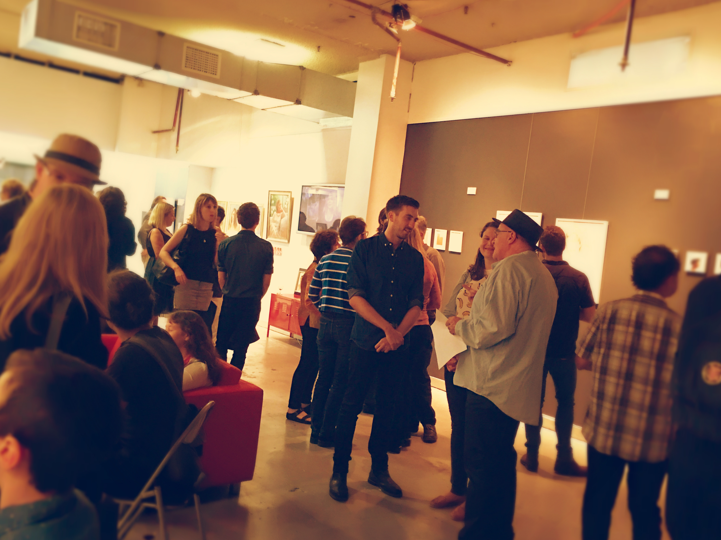 Crowds gathering at Project 504 gallery. 