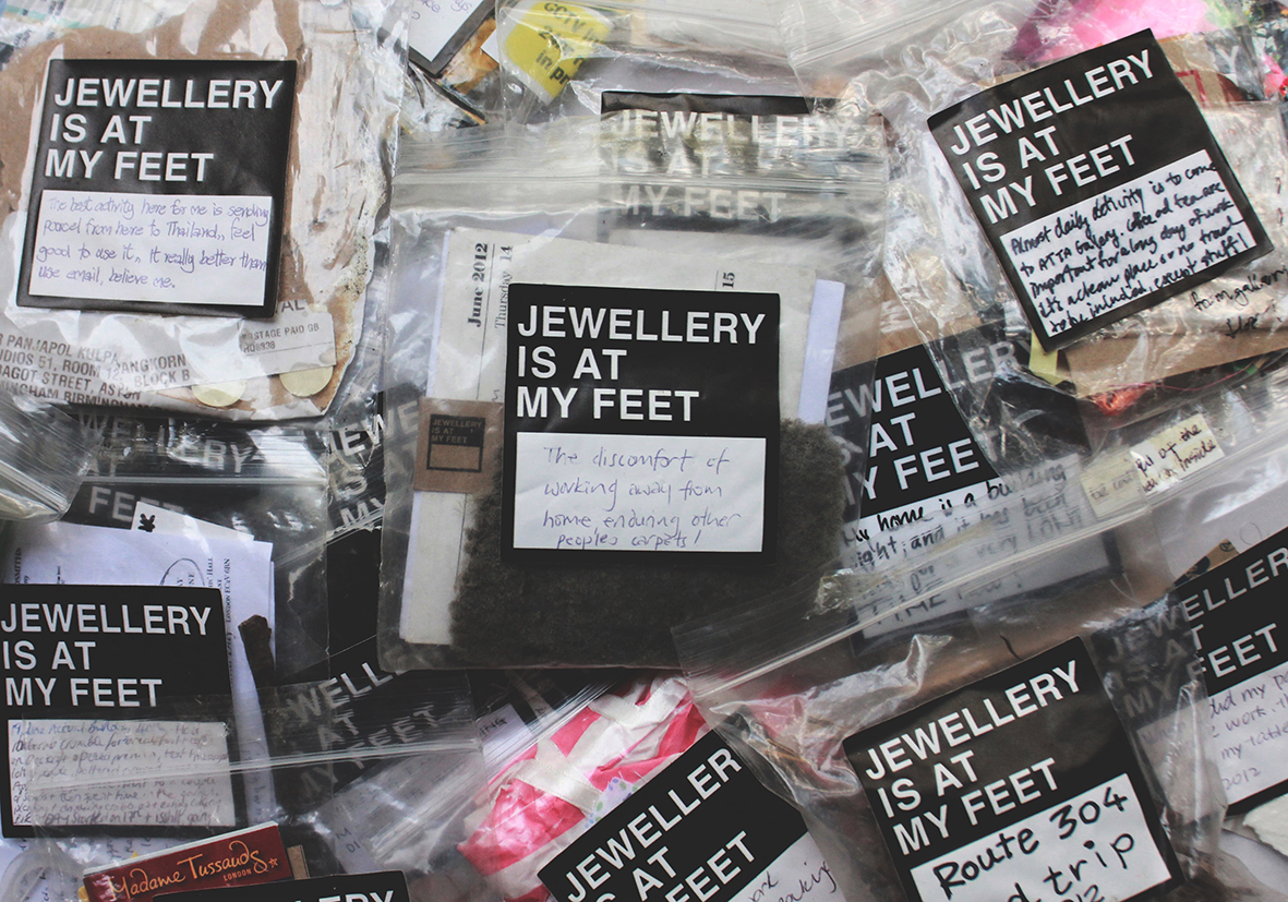 The memory containers from participants | community project launched in 2012 | memory objects in clear plastic bags