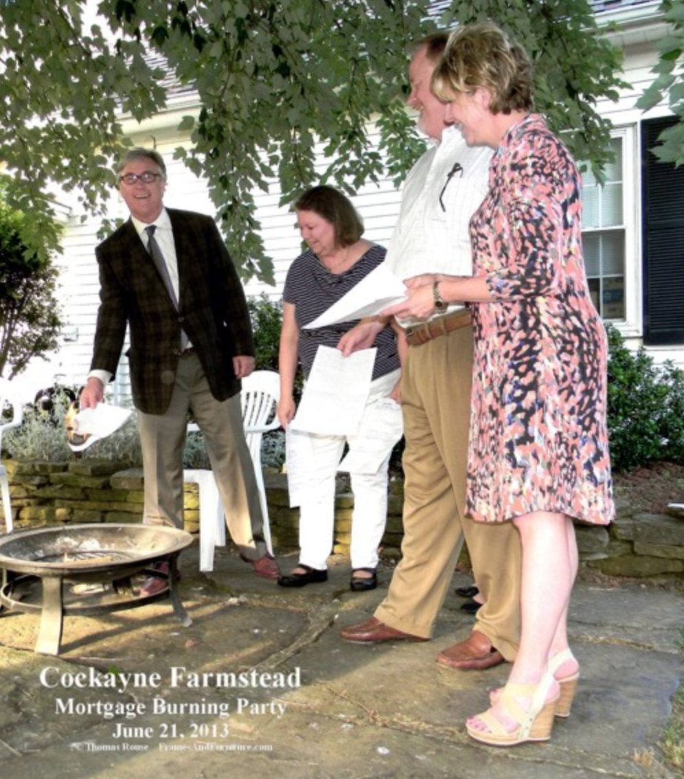 Pictured- The Mortgage Burning - L-R, Jon Turak, Charlotte Khourey, Christopher and Shawn Turak. Picture by Thomas Rouse - www.framesandfurniture.com