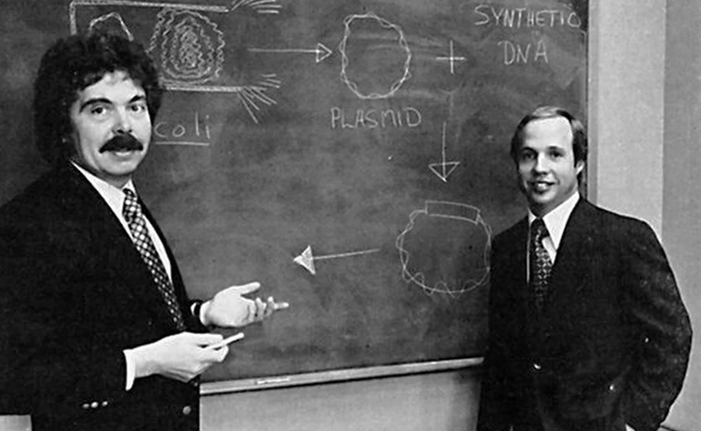 Genentech founders Herb Boyer (L) and Bob Swanson (R)
