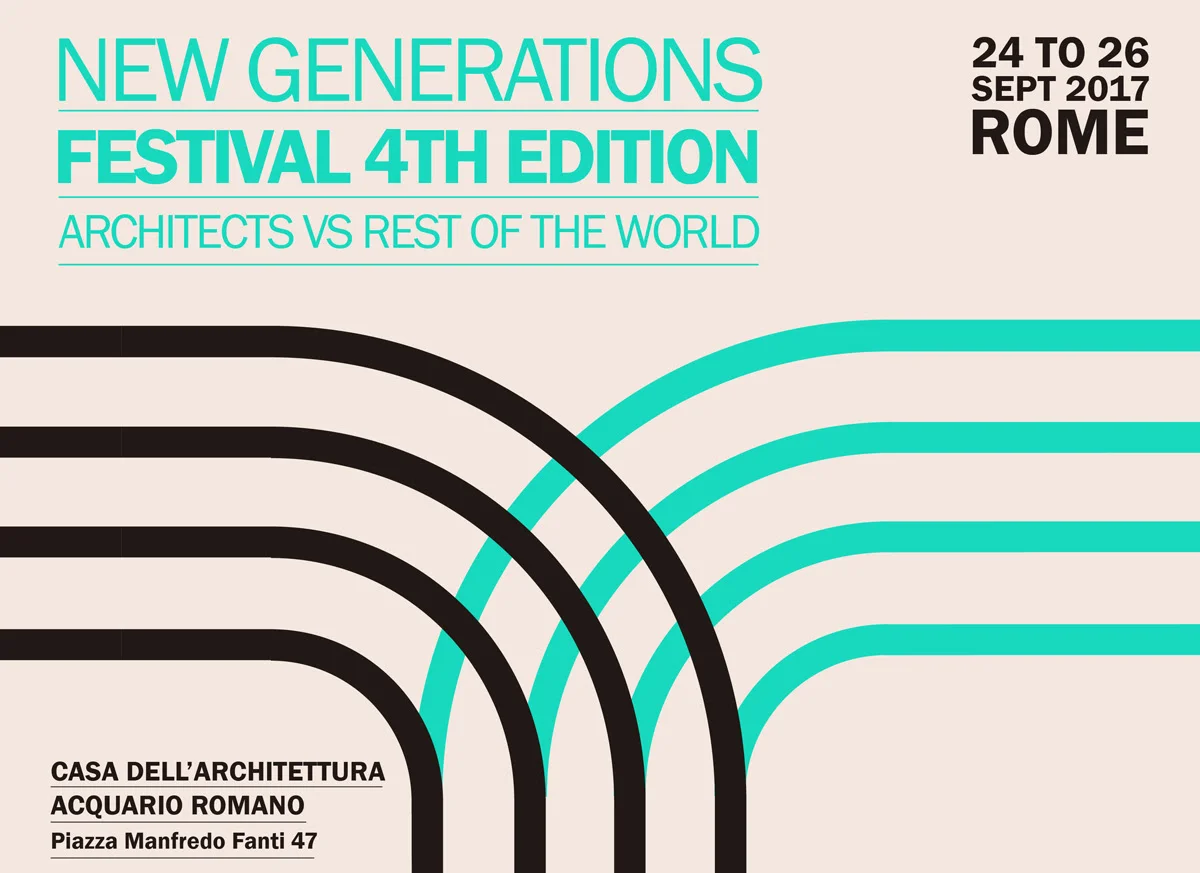 Itinerant Office is proud to present the 4th edition of "New Generations Festival - Architects VS Rest of the World" which will take place in Rome at the Casa dell'Architettura from 24th to 26th September 2017. The Festival, curated by Gianpiero Venturini and inserted within the 2017 Estate Romana program, proposes an intense program of discussion, workshop and cultural activites, involving a selection of about 80 international guests from more than 10 countries, gathered to reflect on the profession of the architect. The three days of the Festival will be centred on three major topics: "Urban Vocabulary & Public Space" - September 24th, "New Economies & Values" - September 25th, and "Digital Infrastructure & New Media" - September 26th. We invite you to the opening evening! It will be held the next 24th September at 8:30 pm at Casa dell'Architettura, followed by a Pecha Kucha Night. The event will unite more than 50 young designers and international experts. These include APPAREIL (ES), Architecture for Refugees (CH), ecoLogicStudio (UK), Emanuele Bompan (IT), Ricardo Devesa (ES), U67 (IT). Institutional guests, such as Luca Montuori (IT), Josep Bohigas (ES), Joni Baboçi (AL). In addition to this, two keynote speakers will fuel the debate during the evenings: Koert van Mensvoort (Director of Next Nature, NL) and Jose Luis Vallejos (ecosistema urbano, ES). In the coming days we will release the program of the event with all participants! You can keep up to date through the Festival social channels. Official Website: newgenerationsweb.com Facebook: @ngenerations Twitter: @New_Gens Instagram: @newgens We look forward to having you at the Festival!