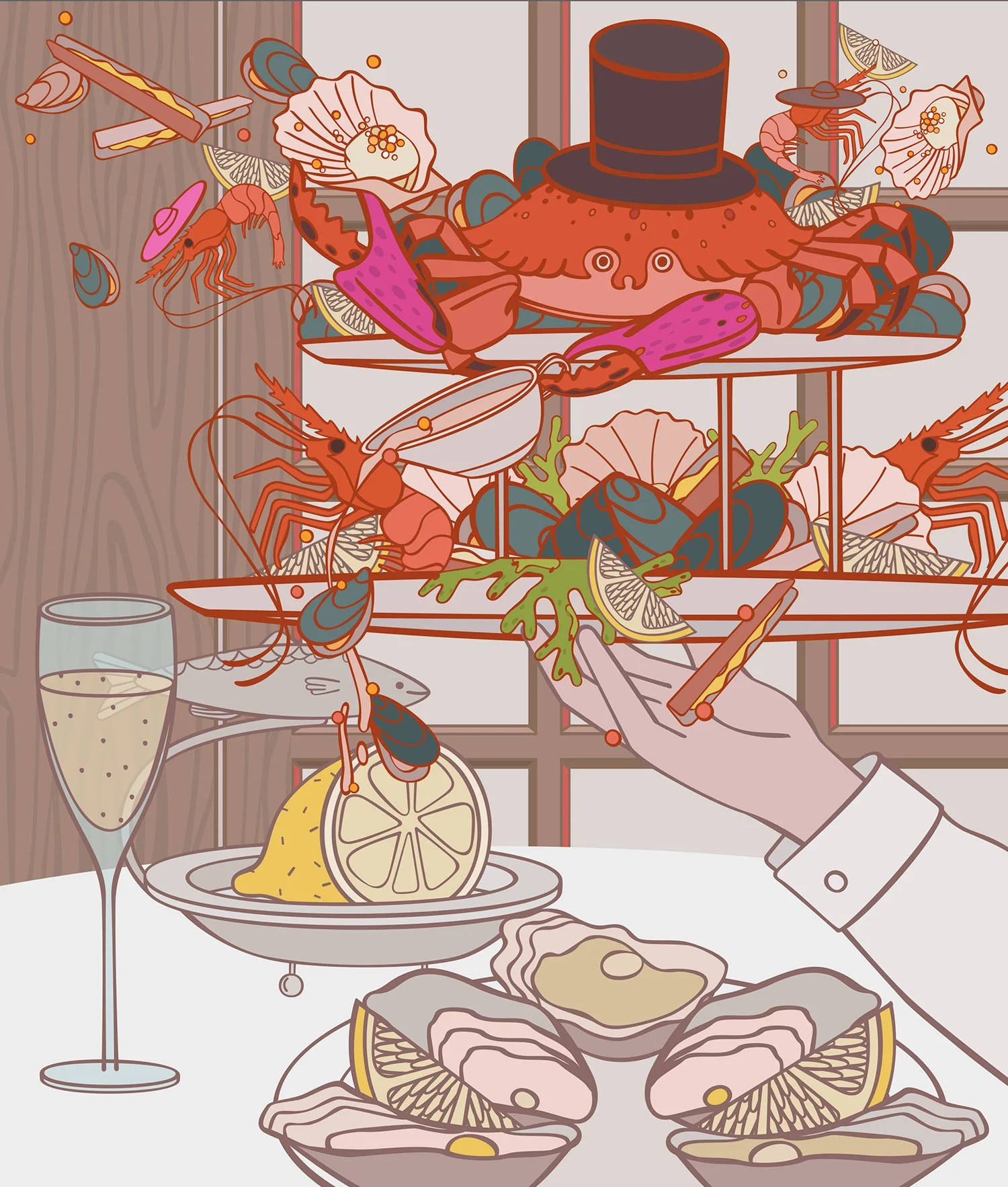 Restaurant Review Illustrated: J Sheekey's Oyster Bar in London.
