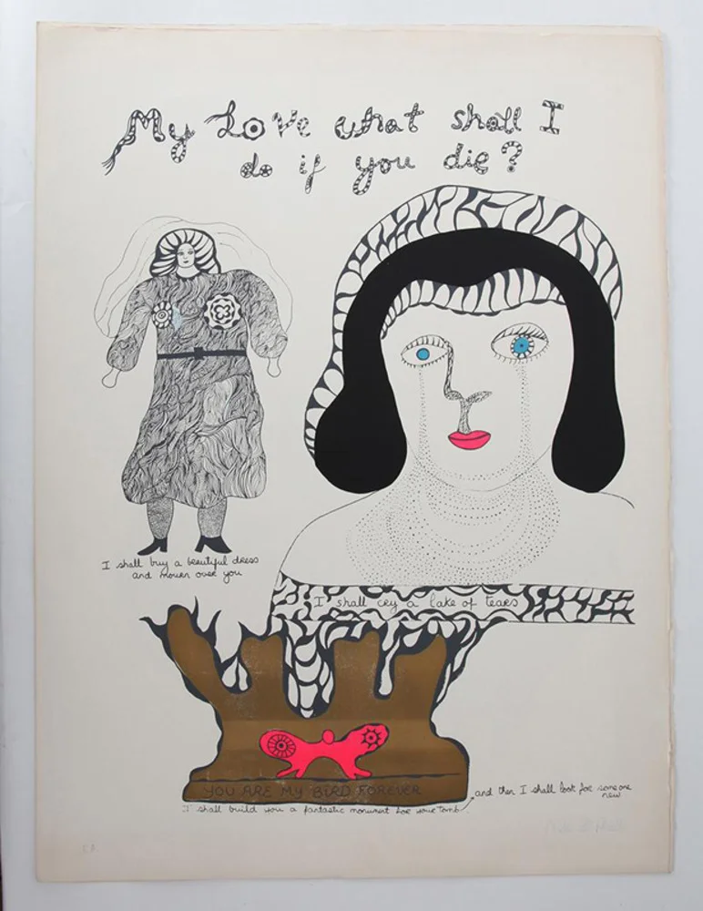 Niki de Saint Phalle, Serographs: “My Love What Shall I do if You Die,” c.1960s