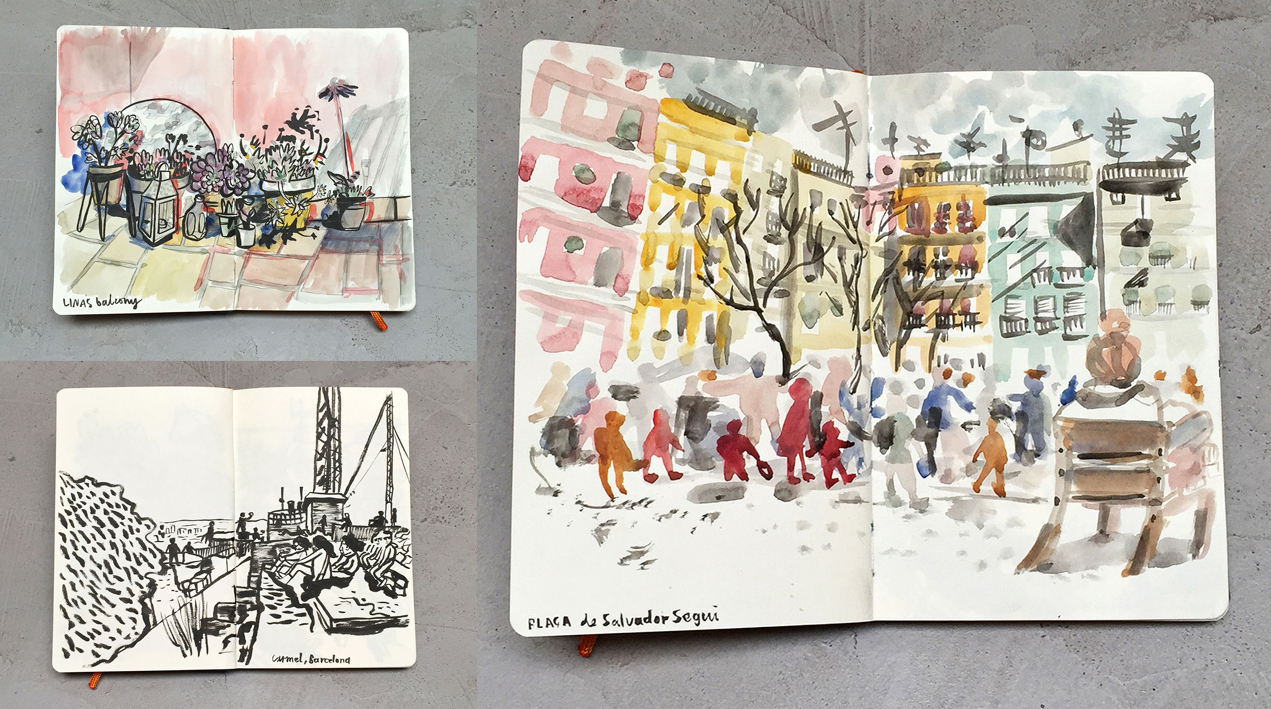 Sketchbook from Barcelona. At first we told friends by email and announcing on Facebook. After a while we started to share our events on Instagram, Twitter and word of mouth.