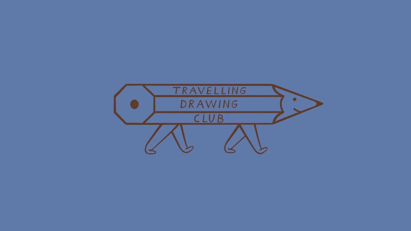 Travelling Drawing Club Walking Pencil Logo