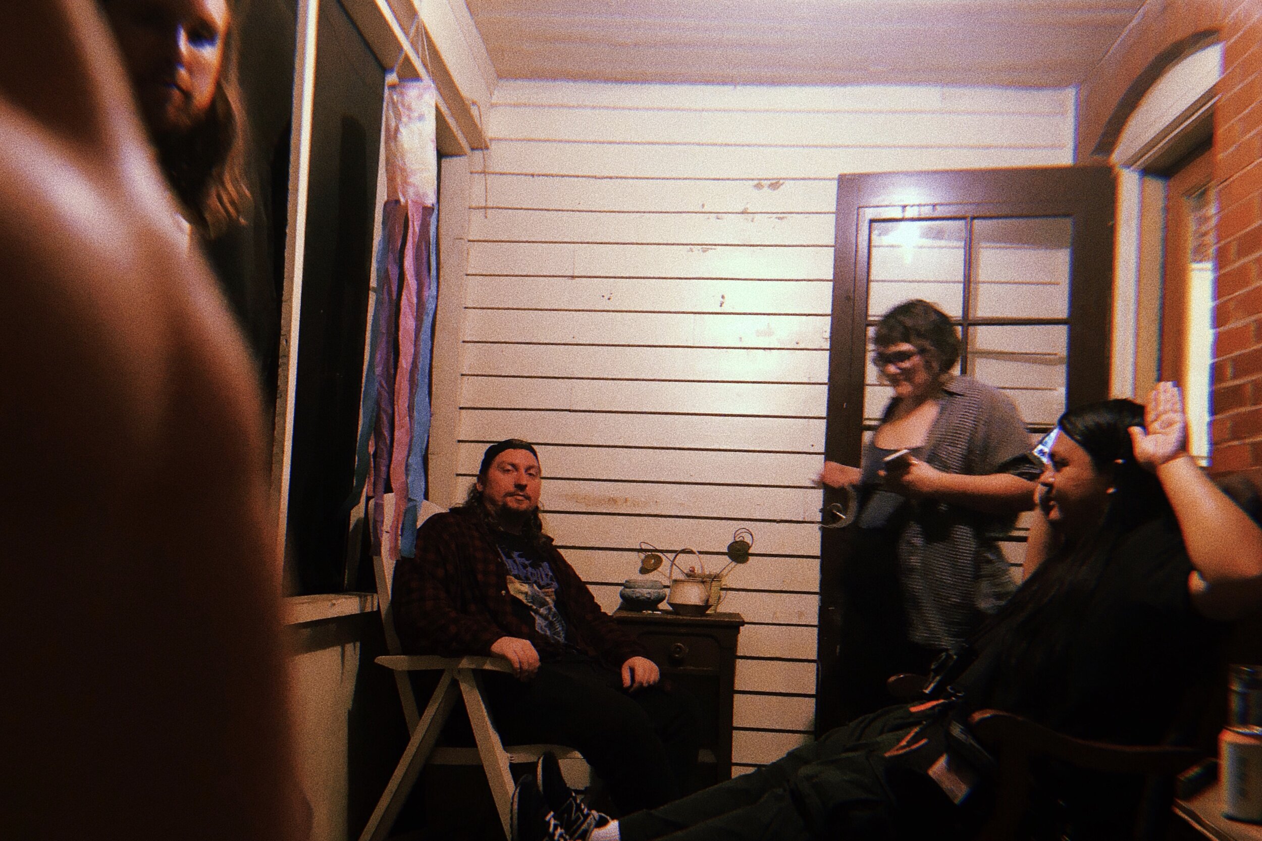   think this is the only photo I got of our manager! She’s the literal best!   We just played in a basement in Harrisonburg, Virginia. It’s not too humid. A bunch of people just went to go to a place called Cookout and urged us to go as soon as possi