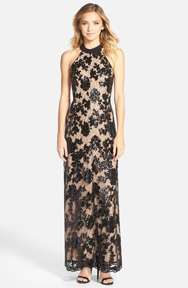 'Valentina' Lace Halter Gown