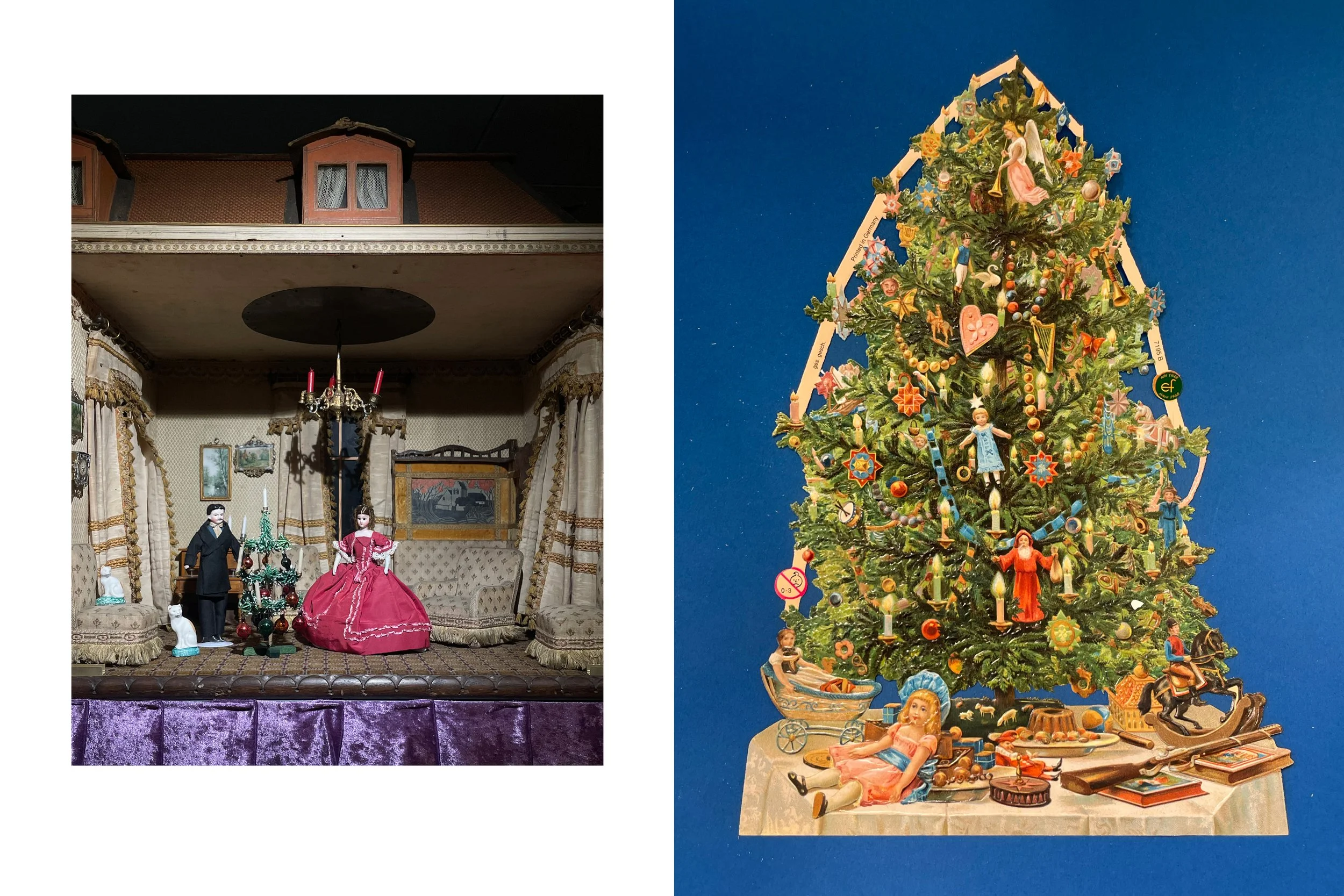 Weihnachts Oblaten Christbaum gross. Ein Puppenhaus aus Anfang 20. Jahrhundert