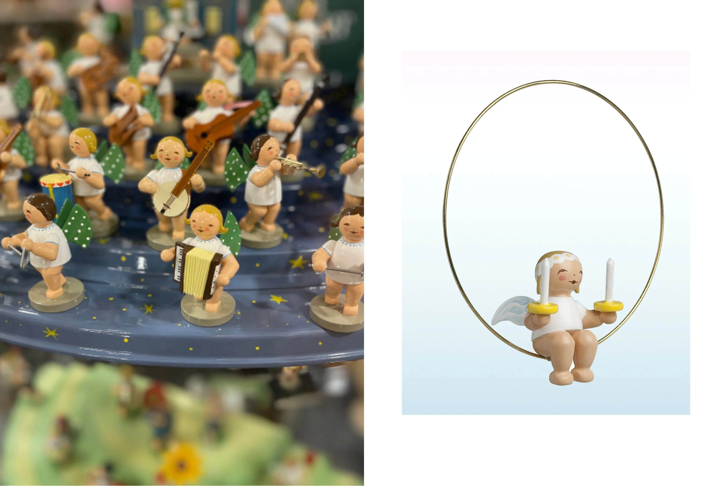 Holzfiguren, Holzmanufaktur, Erzgebirge, Volkskunst, Kunsthandwerk, Miniaturen, Nikolaus, Winter, Weihnachten, Spieldose, Musikspieldose, Weihnachtsdekoration, Engel, Baumbehang, Figuren, Schnitzen, Wendt&Kuehn, Wendt und Kühn, elf Punkte Engel, Marg