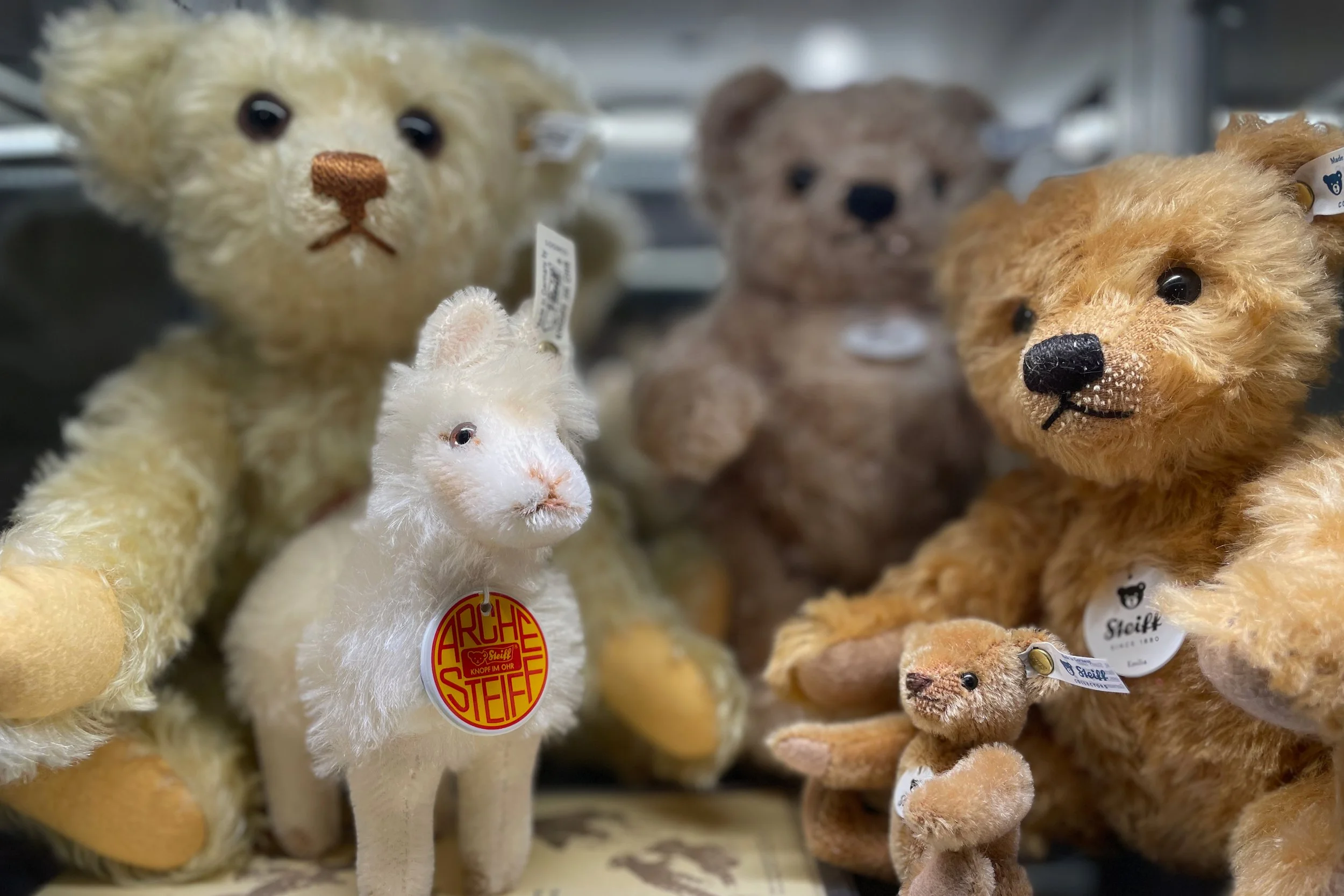 Szenenbild im Pegasus: Steiff Teddybären und Lama