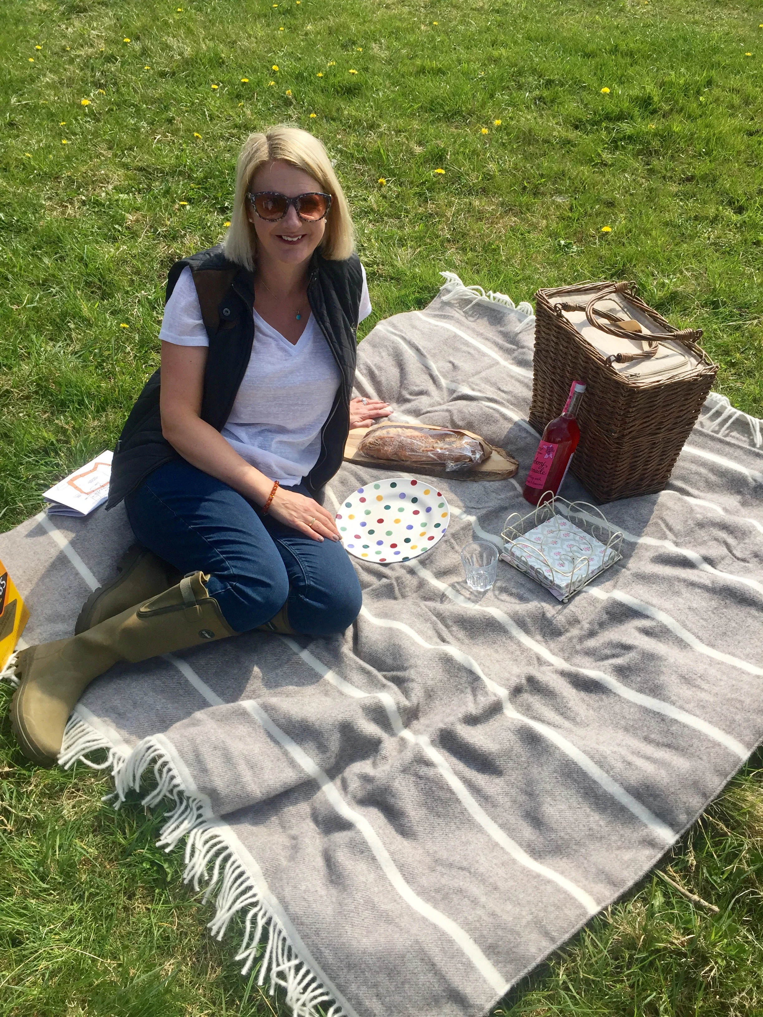 Top From Primark, Gilet from Crew clothing, Jeans from Topshop, Wellies (Wellington boots / Gum boots/ rain boots) from Le Chameau. Picnic rug from my work Neptune Colchester.