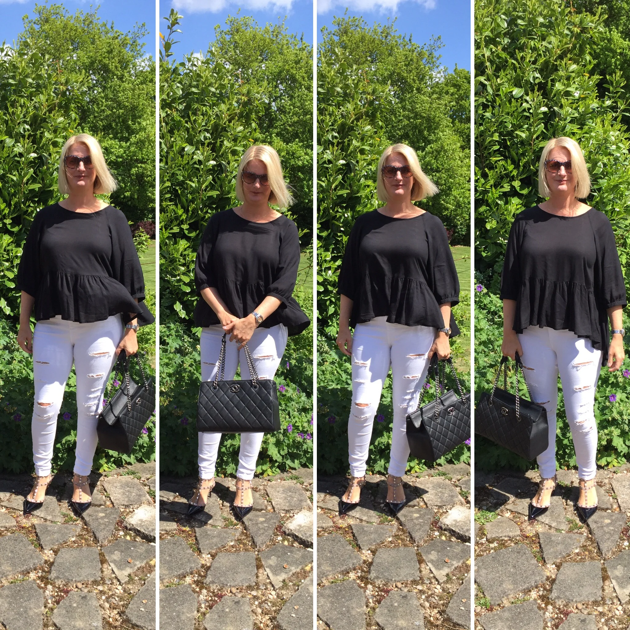 Top from French Connection, Jean's from Topshop, Shoes Rockstuds from Valentino and bag from Chanel. This is such a cute little top, It's floaty nature is very distracting and draws focus from my bag. An afternoon eating Sunday roast and laughing till you cry is extremely good for the soul, once again I know we're very lucky because we get to spend a lot of time laughing with friends. On that note my friend Kim and I met for lunch last week with another friend Emma. After lunch Emma went back to work and Kim and I perused the shops. We found these little treasures! Kim is 8 months pregnant with twins and as you can see we both rocked these dresses! Apparently they are the must have dress of the season...I can't quite see it myself but to each their own.