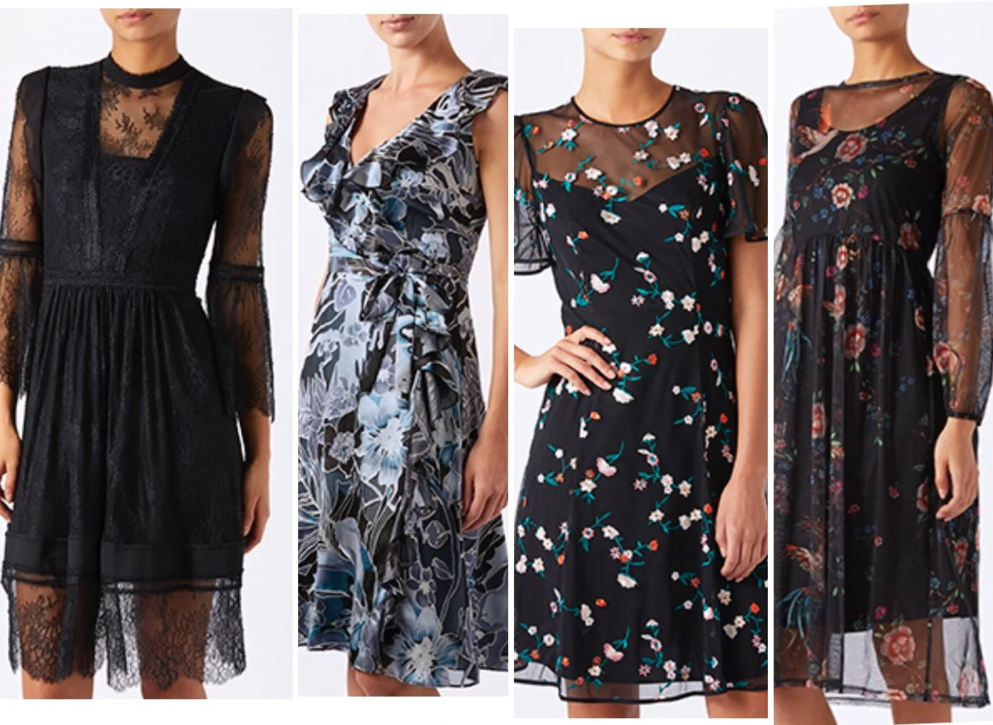 Once I've honed in on something I like the look of I will take myself off to the store to try on and buy. I'm not a big fan of online shopping. I'm a very tactile shopper. A little trip up town to Monsoon is in the offing. I did have to chuckle to myself that I am often drawn to most unsuitable dresses, I can't count the amount of times I looked at the ones below, then remembering they'd be absolutely no good at all...avoid avoid avoid!! Hahahahahah...and if I'm being totally honest I've always been a lumpy sort of gal that these wouldn't have worked for anyway. ;) 