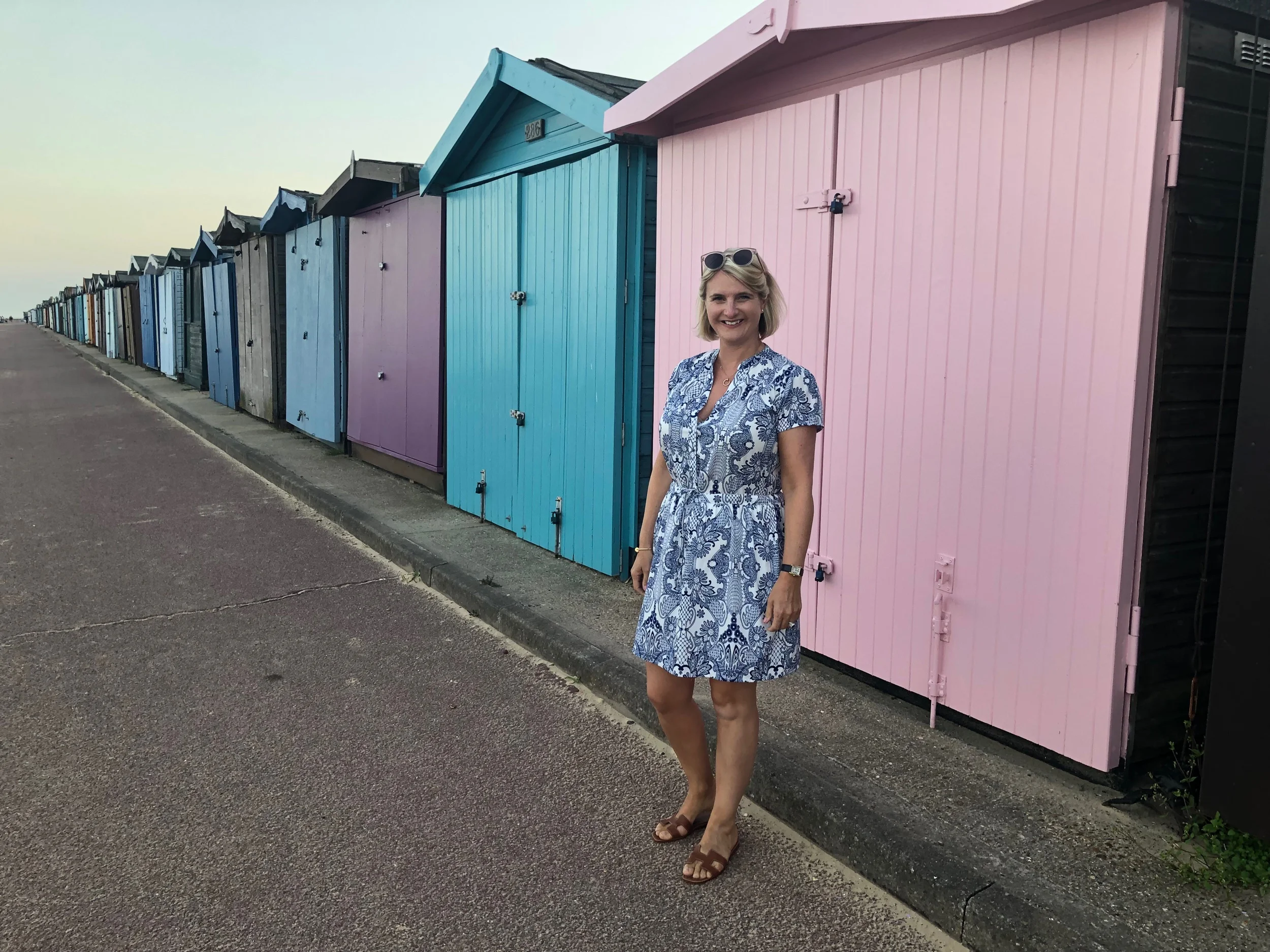 We had a lovely, albeit slow walk along the beach and then once there was no more beach we walked along the promenade next to the glorious beach huts. The day after I wore this dress I saw one very similar on my Insta. Ok, I appreciate the one below isn’t an identical match, but it’s close enough, and bearing in mind the Wolf & Badger one is £200 and my one was £12, I think I’m ok with it not being an exact match.