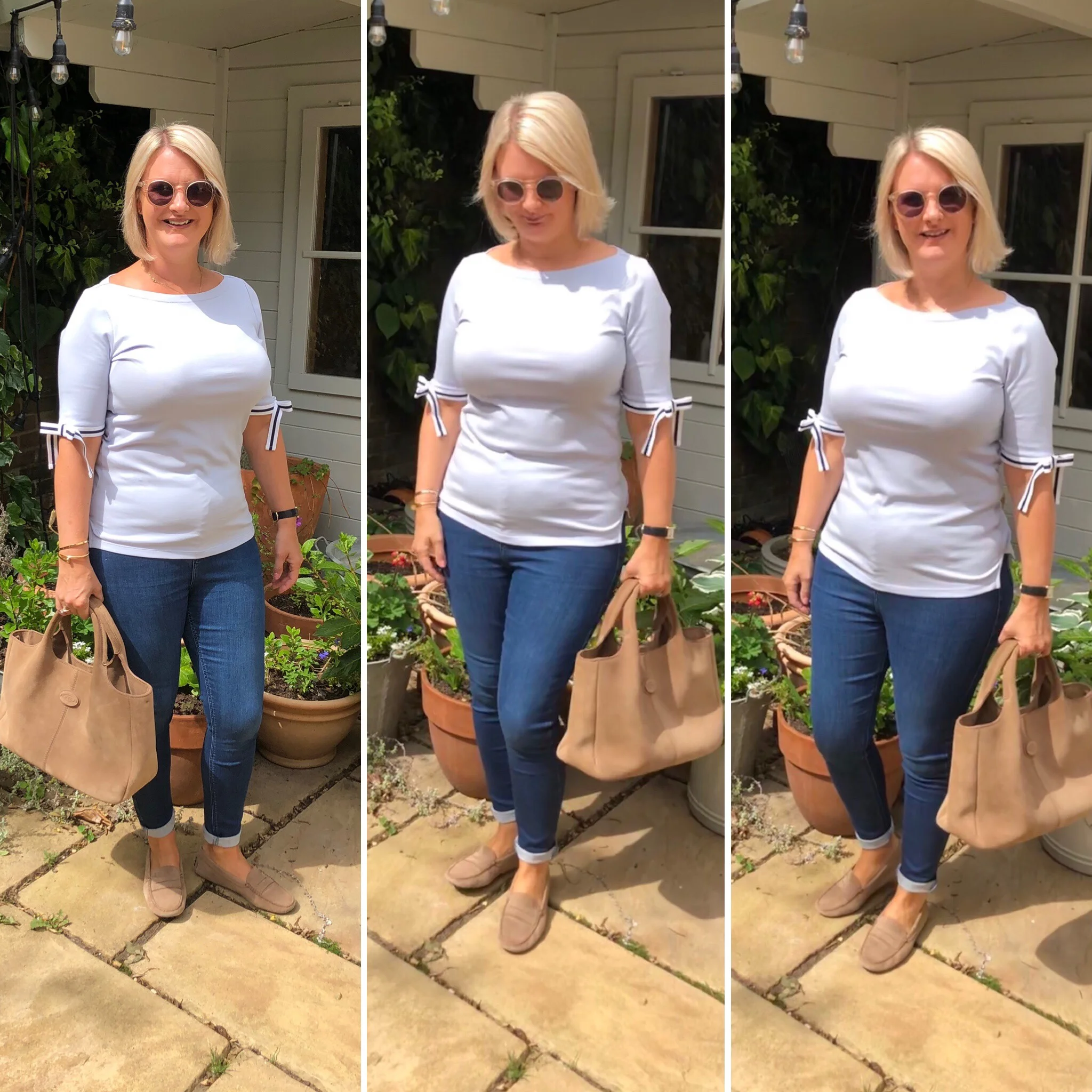 Top from Ralph Lauren, Jeans - Joni’s from Topshop, Shoes and Bag from Todd’s.