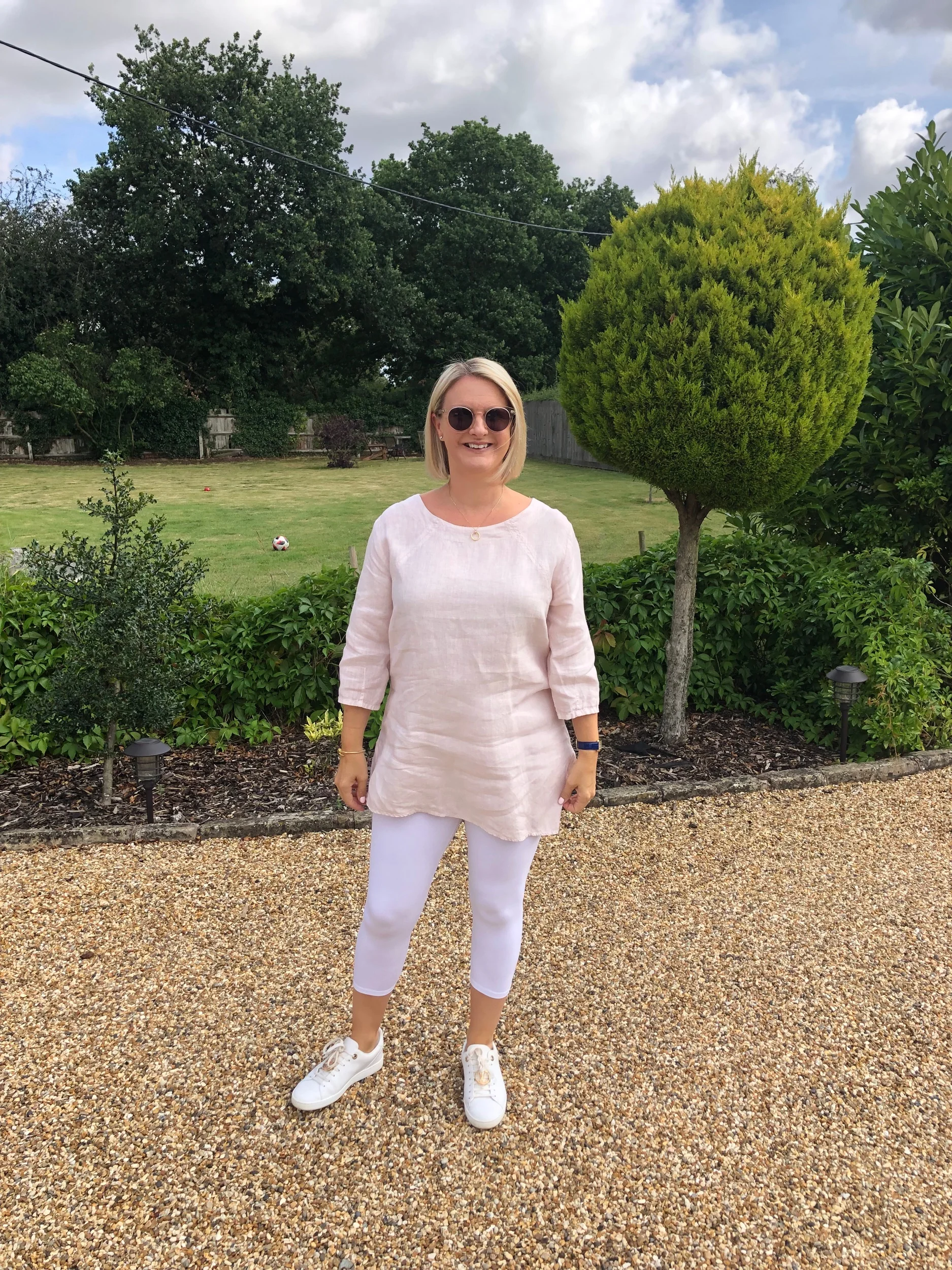 Top from a little boutique in Thornham Deli in Norfolk, Leggings from Next, Shoes from Louis Vuitton.