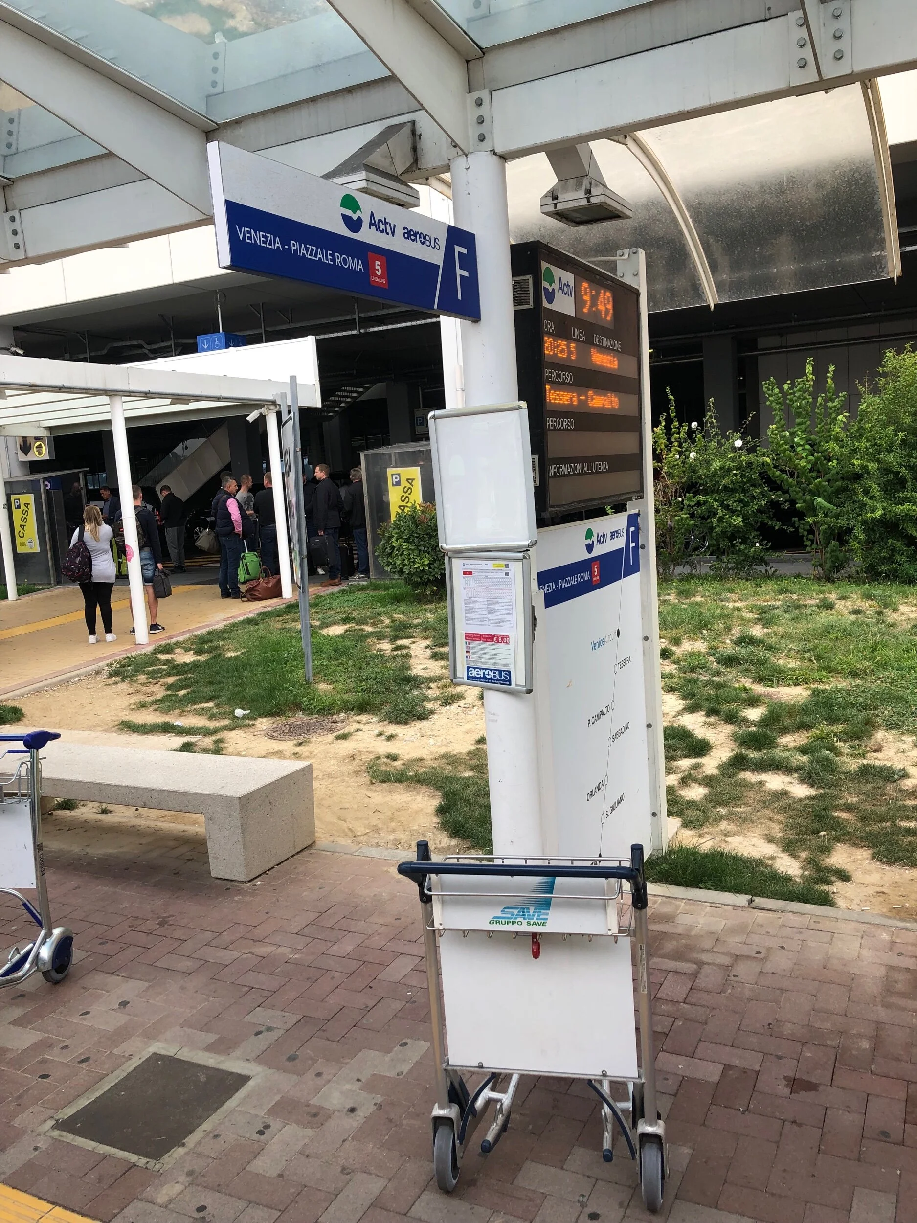 Step 3, find bus stop, bus number 5 goes to Venice.
