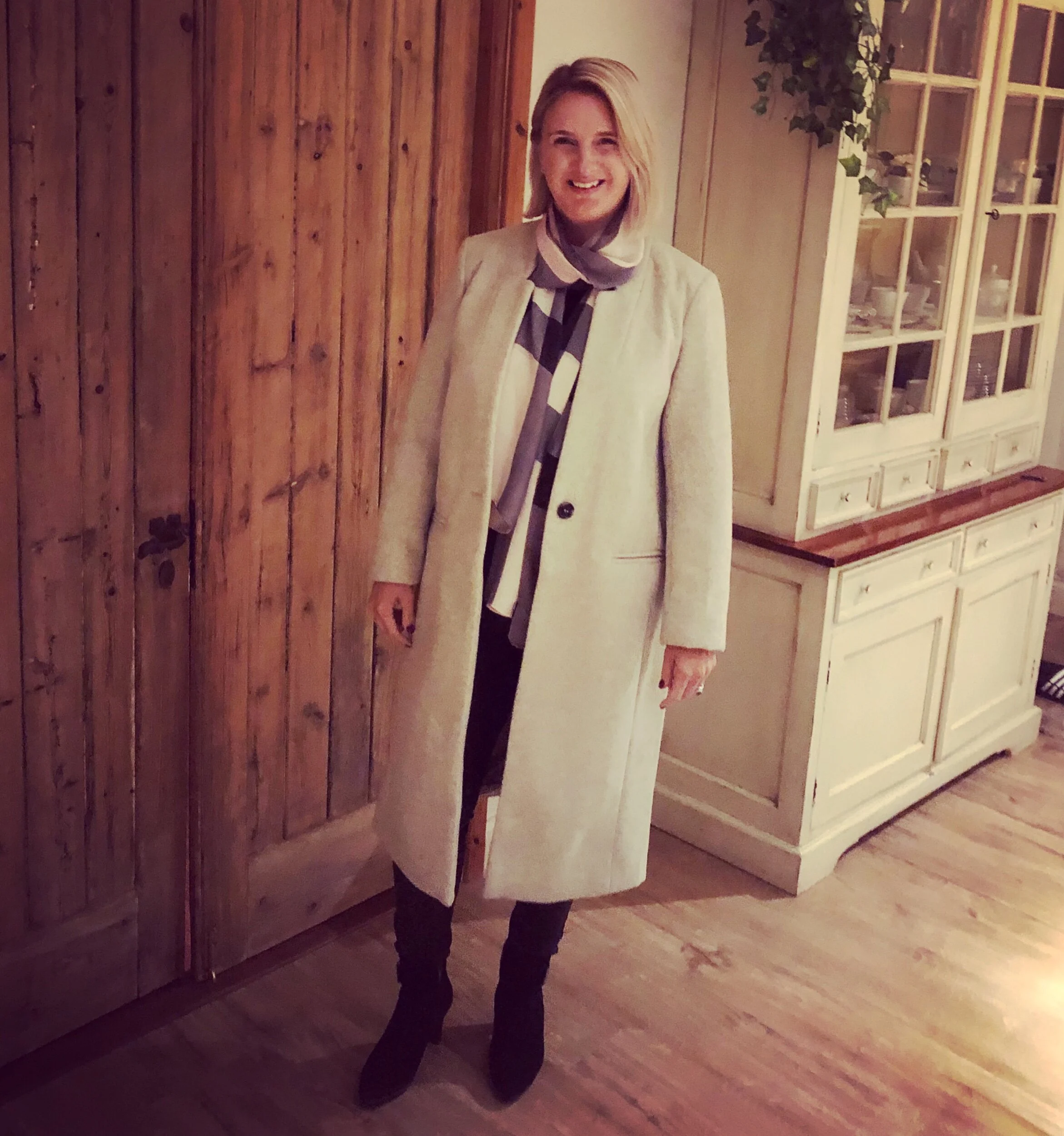 Coat from Sainsbury’s, Scarf from Burberry.