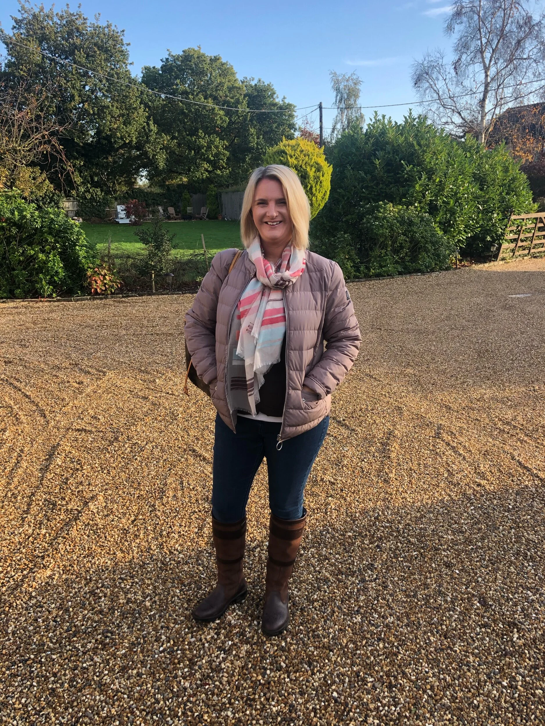 Jacket from Belstaff, Scarf from Longchamp, Jeans - Joni’s from Topshop, Boots from Dubarry