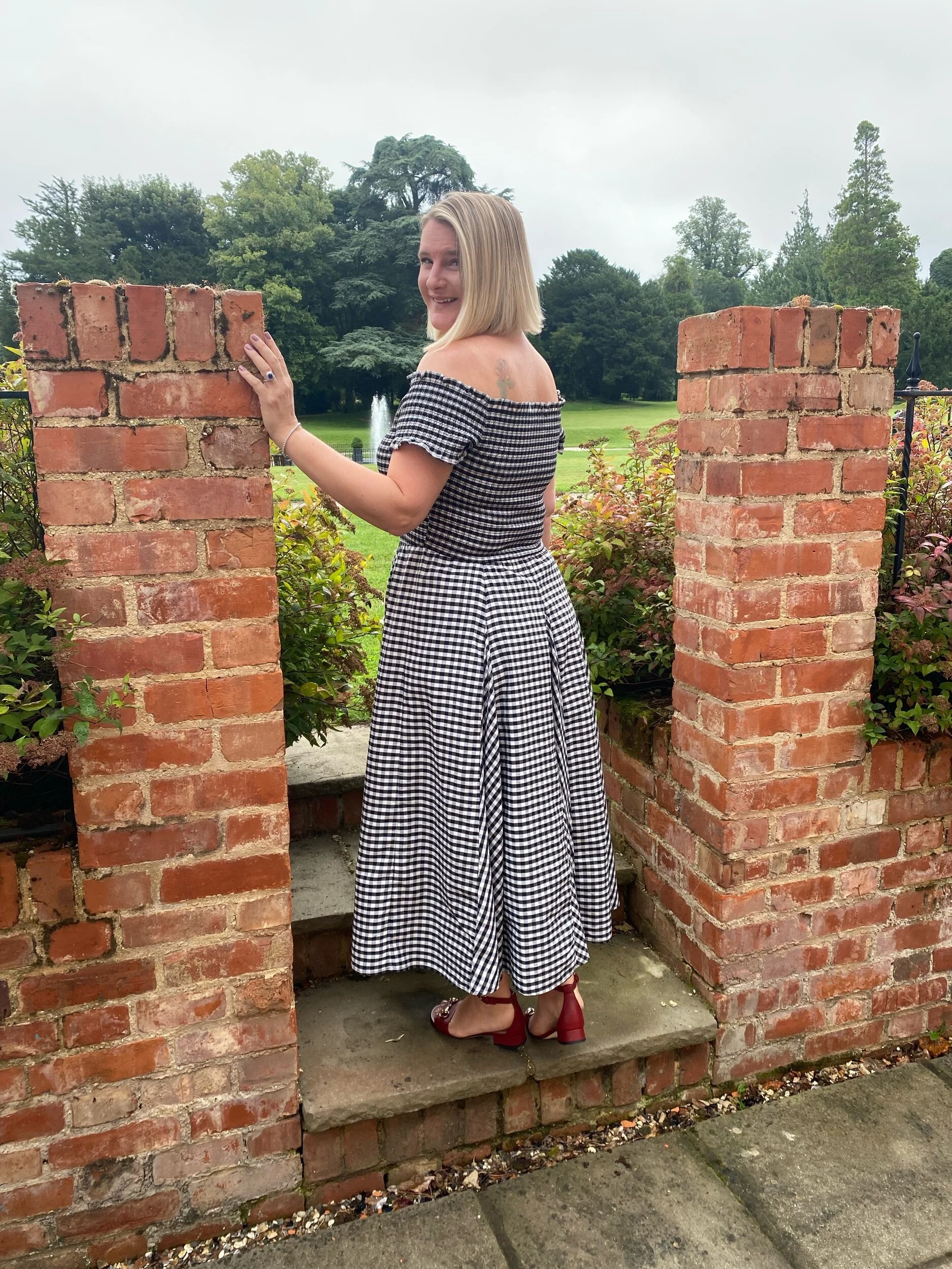 Dress from Roman Originals, Shoes from Gucci