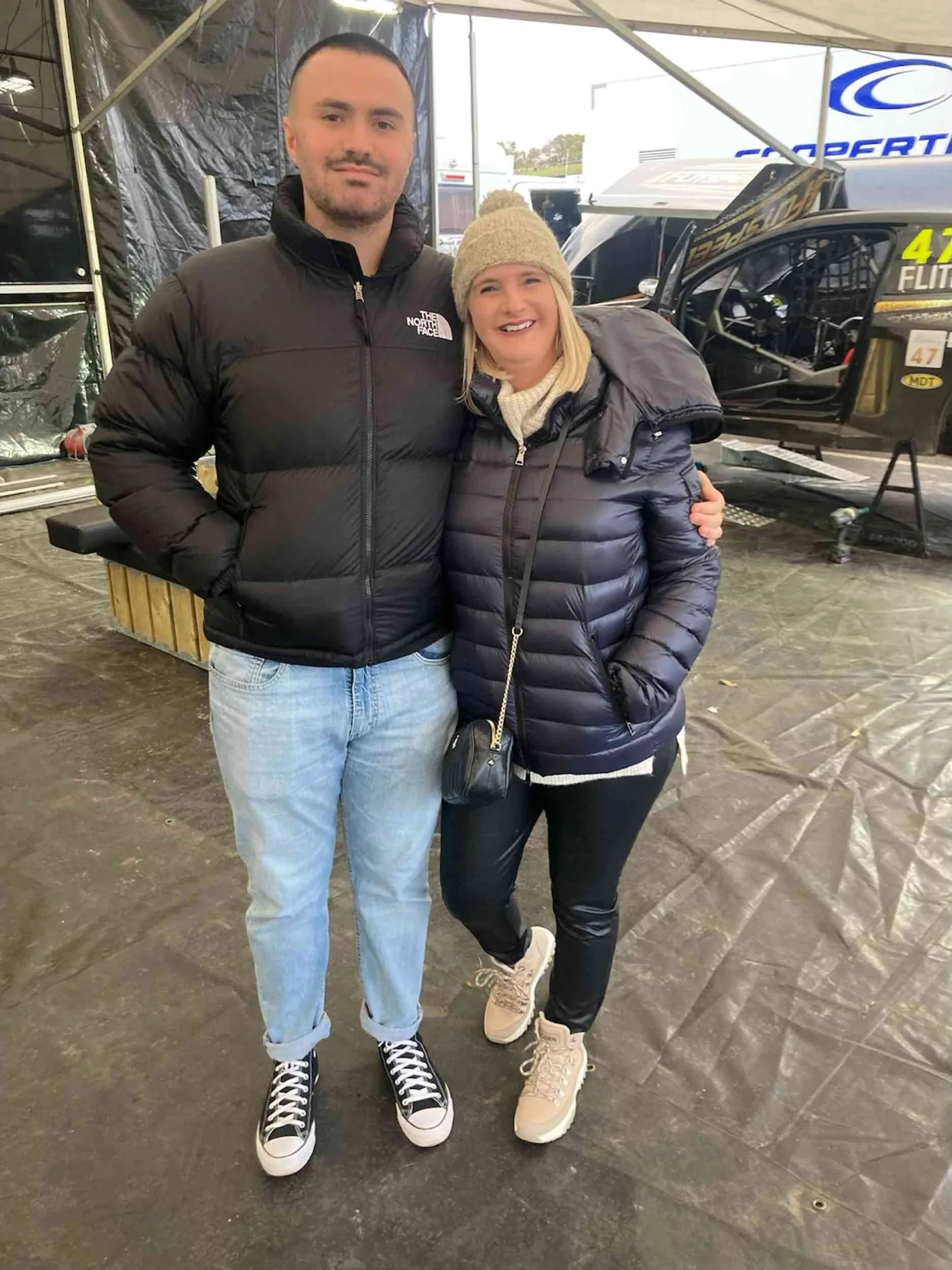 Wrapped up warm and ready to watch cars go round in a circle. ;) I hung out with Kaitlyn and Ben while Chris (or as I’ve re-named him - Mr Gladragsandbags hahah, had his meeting).
