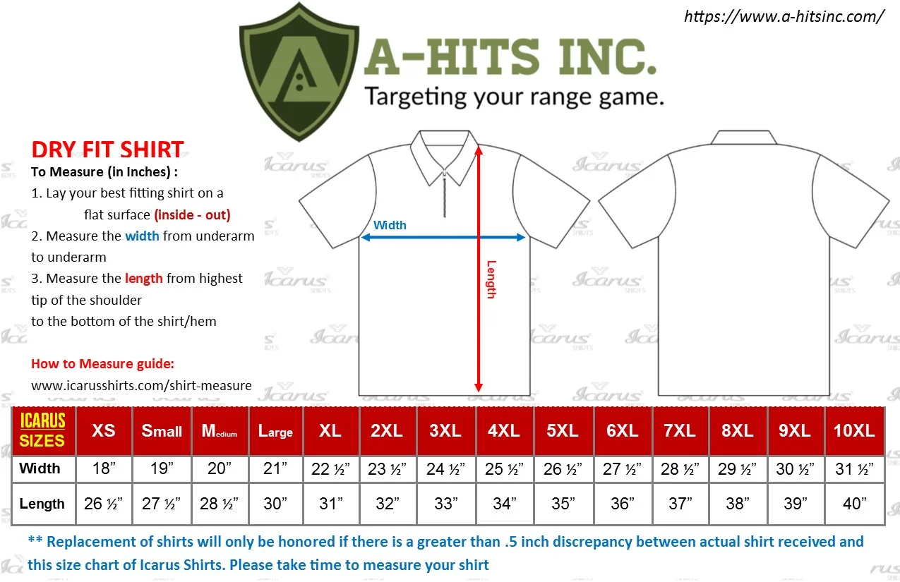 Icarus Shirts Dri Fit Shirts Size Chart Dri Fit Shirt Sizing On Sale