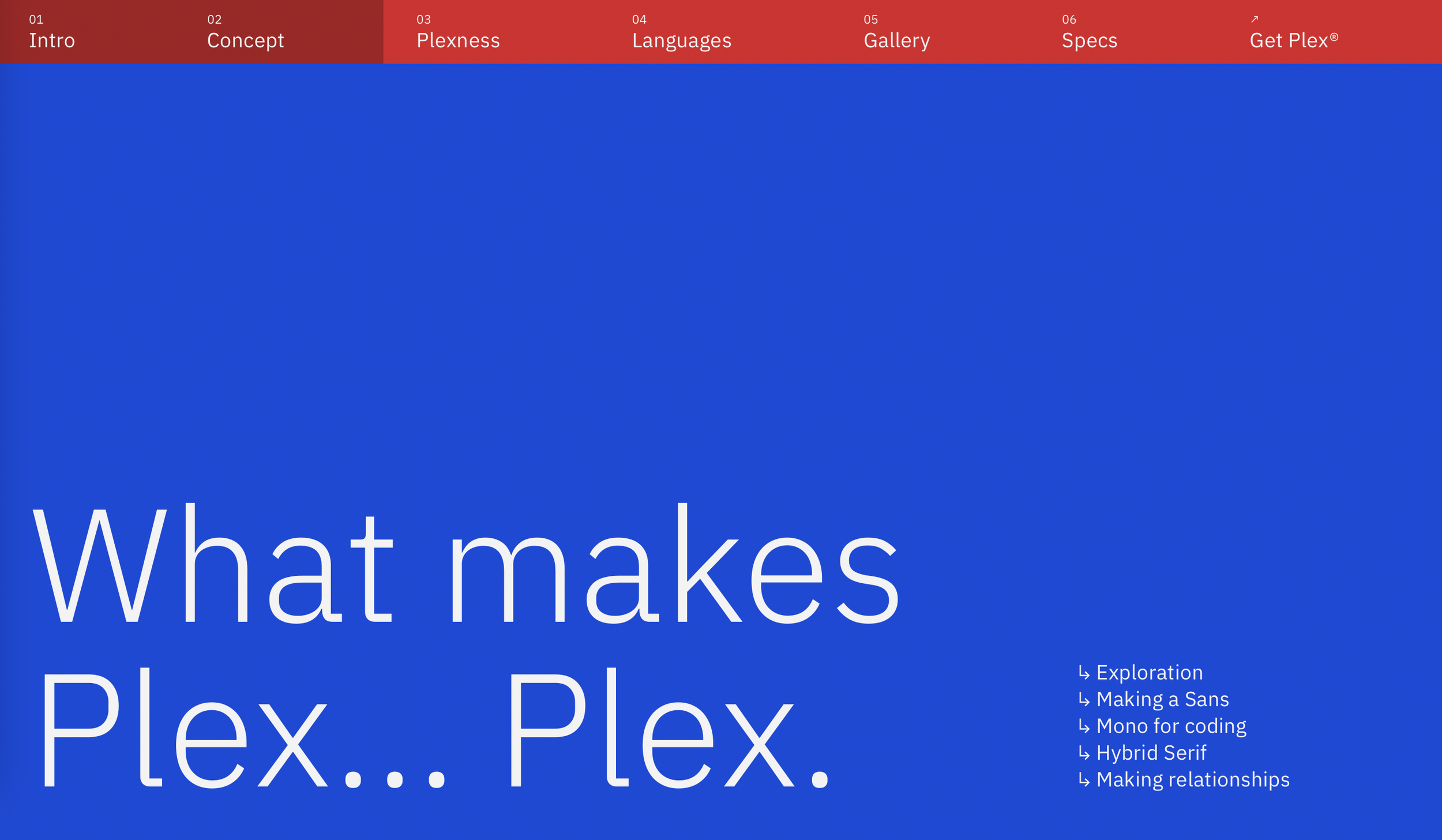 Screenshot in blau und rot der IBM Plex
