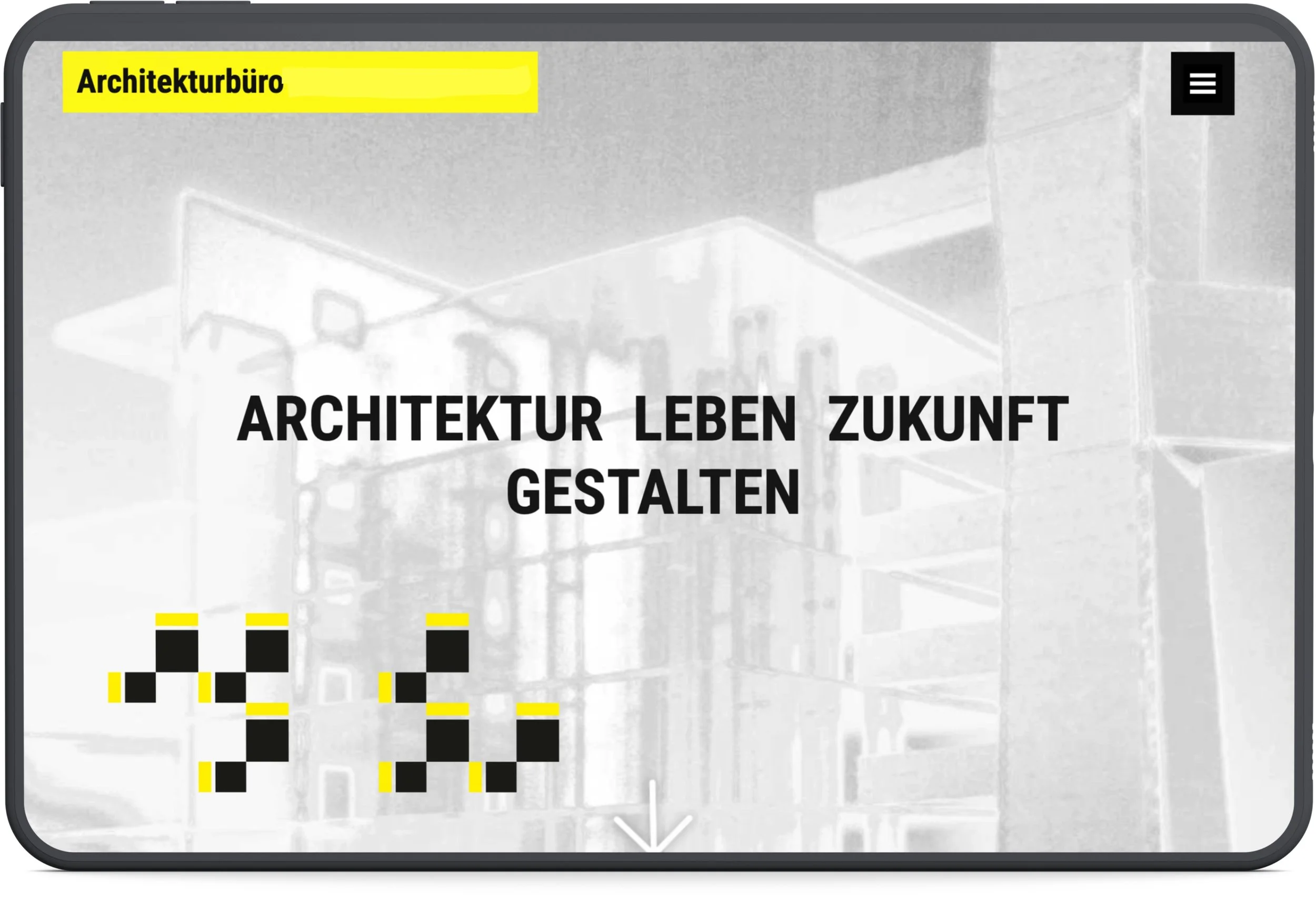 iPad mit Screenshot Website Architektur
